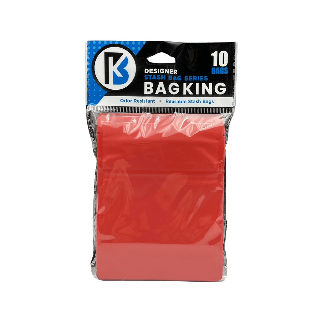 Matte Red 10-Pack Bag King Child-Resistant Opaque Wide Mouth Mylar Bag | 1/8th ounce