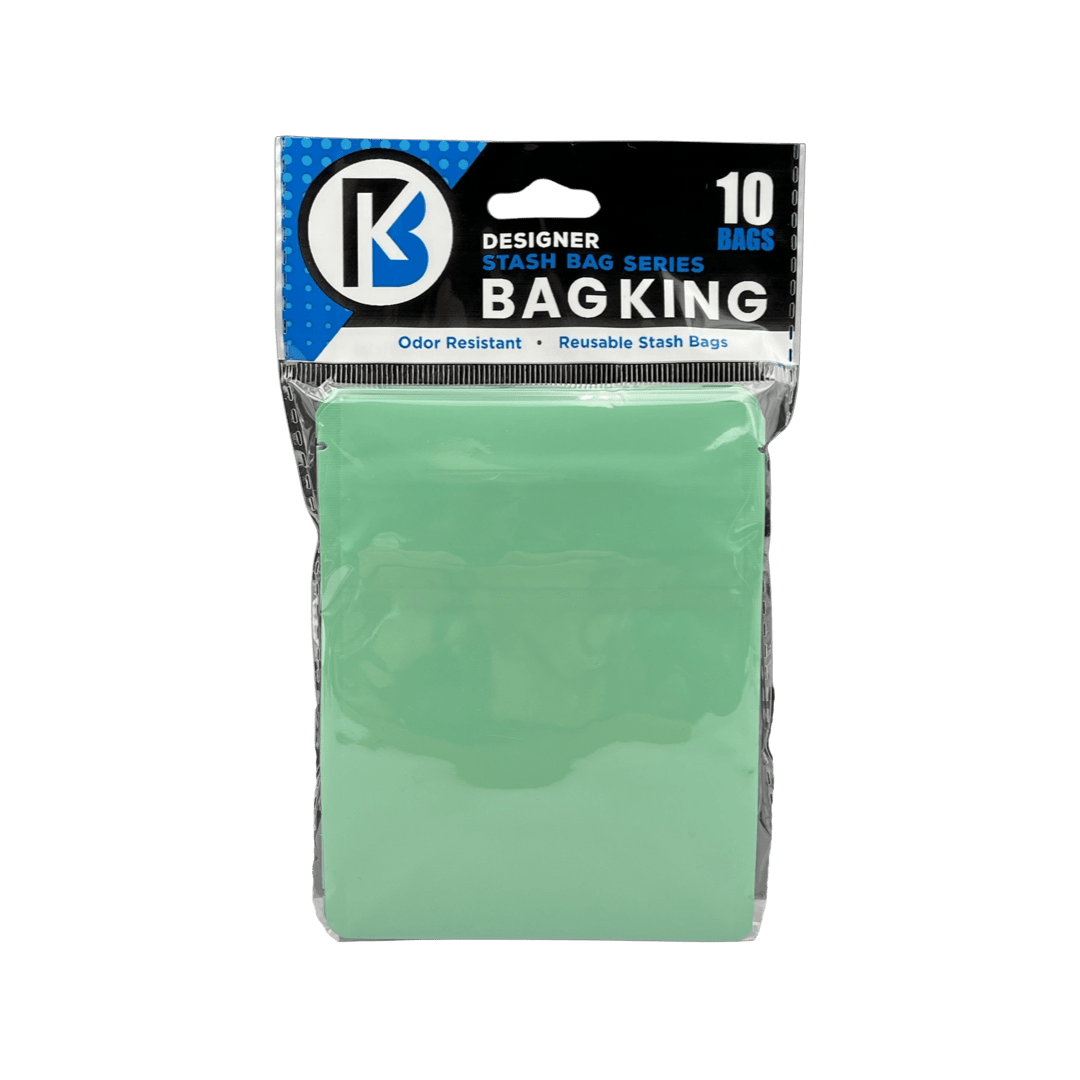 Matte Seafoam 10-Pack Bag King Child-Resistant Opaque Wide Mouth Mylar Bag | 1/8th ounce