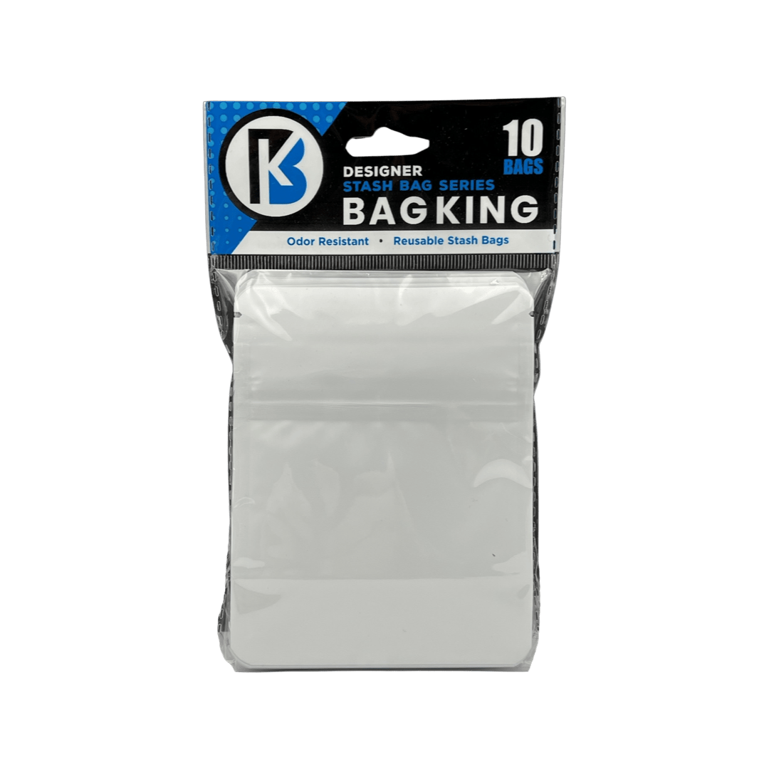 Matte White 10-Pack Bag King Child-Resistant Opaque Wide Mouth Mylar Bag | 1/8th ounce