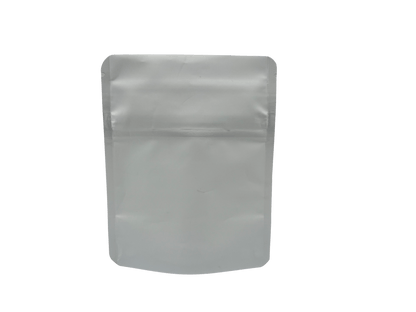 Matte White Bag King Child-Resistant Opaque Wide Mouth Mylar Bag Clear Gusset | 1/8 oz