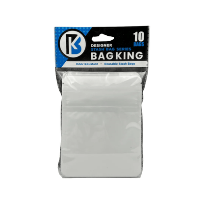 Matte White / Single Unit (Less Than Box Qty) 10-Pack Bag King Child-Resistant Opaque Wide Mouth Mylar Bag | 1/8th ounce