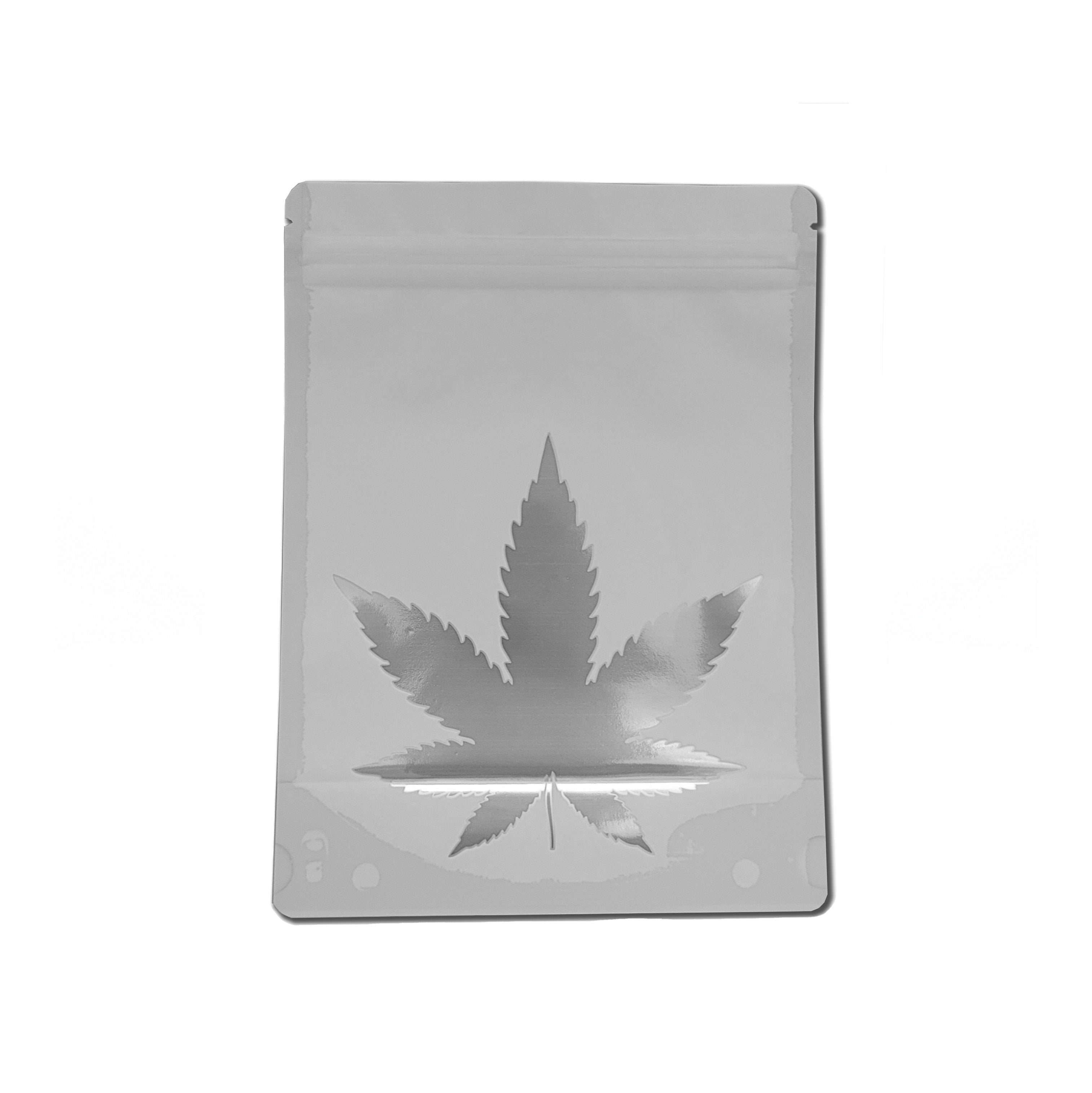 Matte White / Single Unit (Less Than Pack Qty) Bag King Clear Leaf Mylar Bag (1 oz)