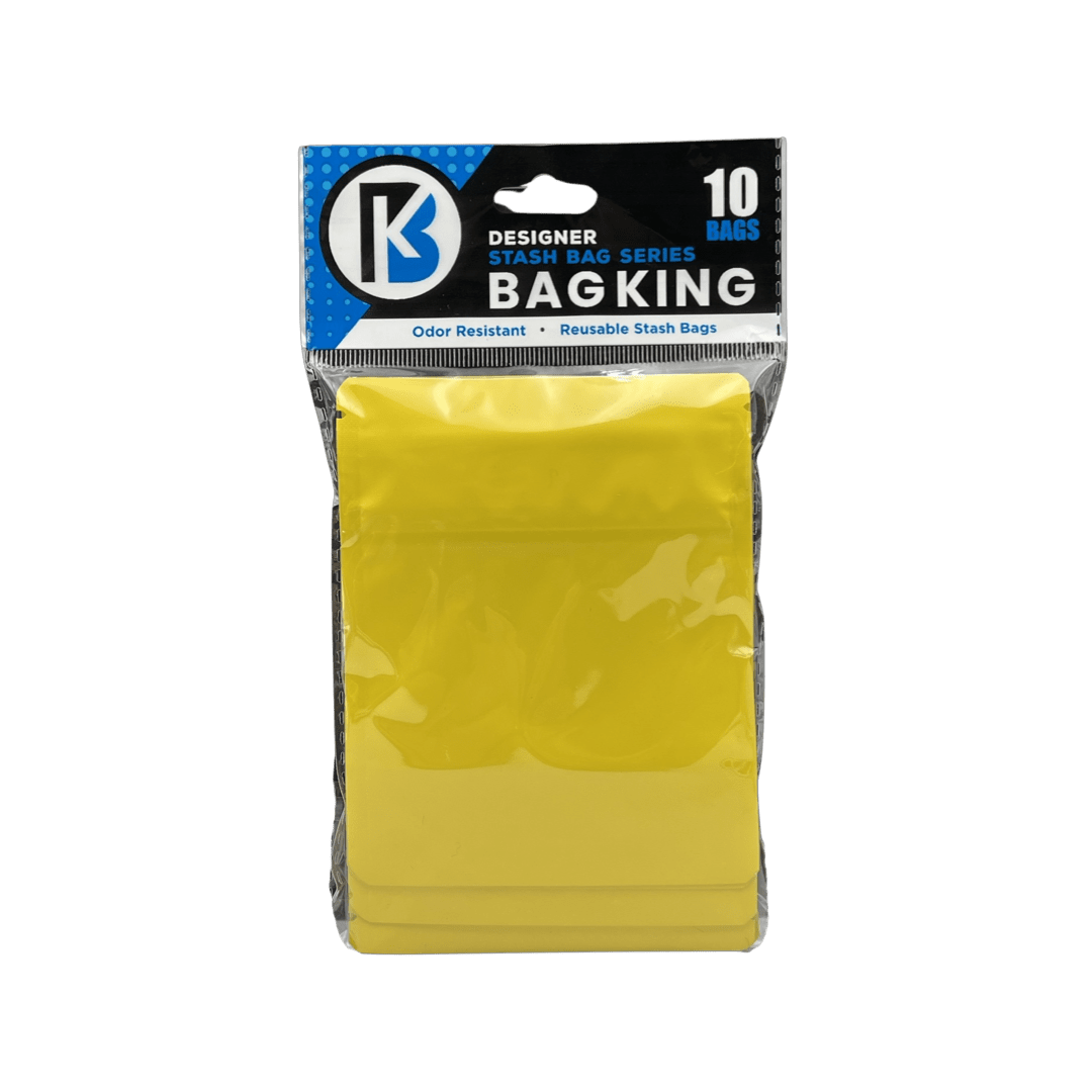 Matte Yellow 10-Pack Bag King Child-Resistant Opaque Wide Mouth Mylar Bag | 1/8th ounce
