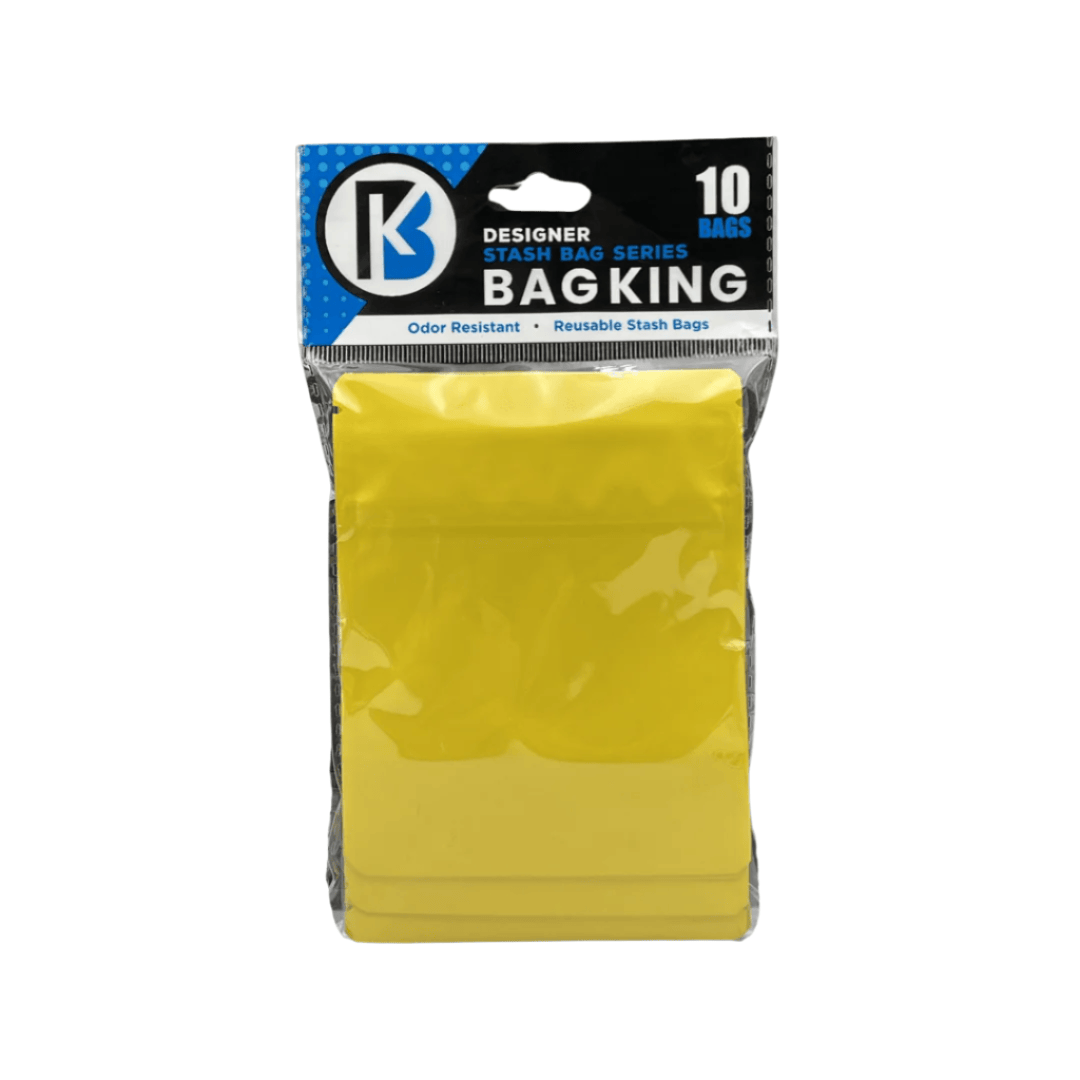 Matte Yellow / Single Unit (Less Than Box Qty) 10-Pack Bag King Child-Resistant Opaque Wide Mouth Mylar Bag | 1/8th ounce