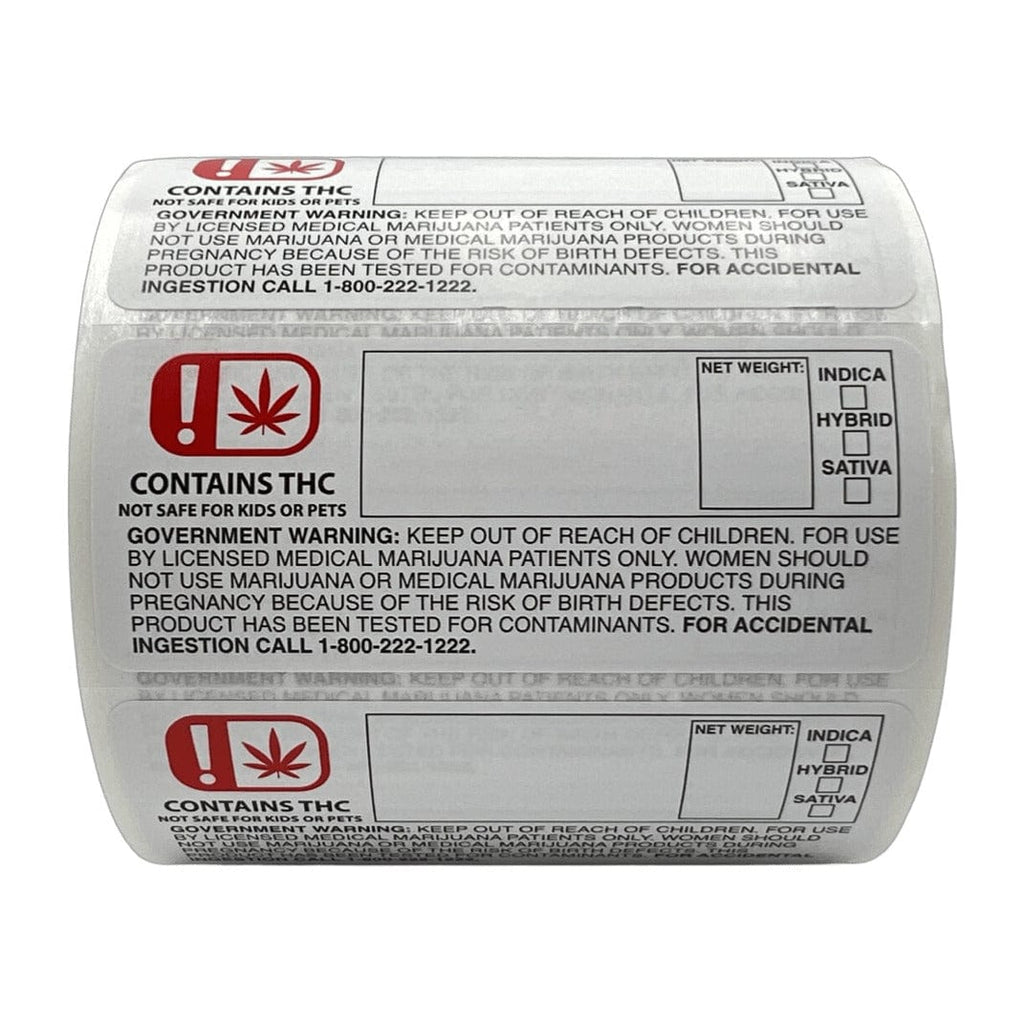 Oklahoma 3x1 THC Compliance Labels (Roll of 1,000)
