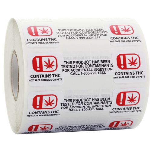 OMMA Oklahoma Tamper Evident THC Universal Marijuana Symbol Labels (1,000 qty)