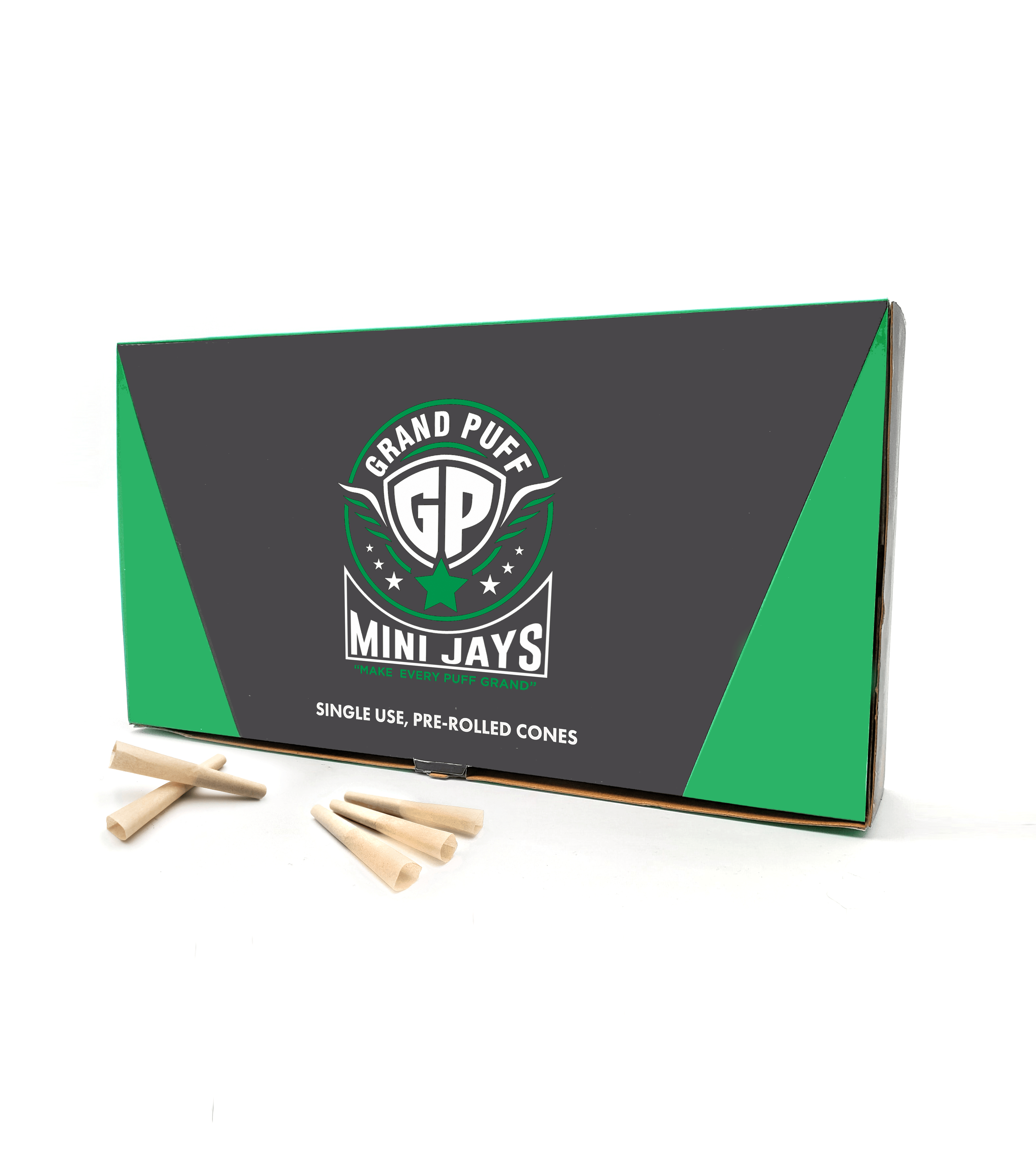 Organic Hemp Grand Puff® Premium Mini Jays Pre-Roll Cones (60mm / 30mm filter) | Box of 800