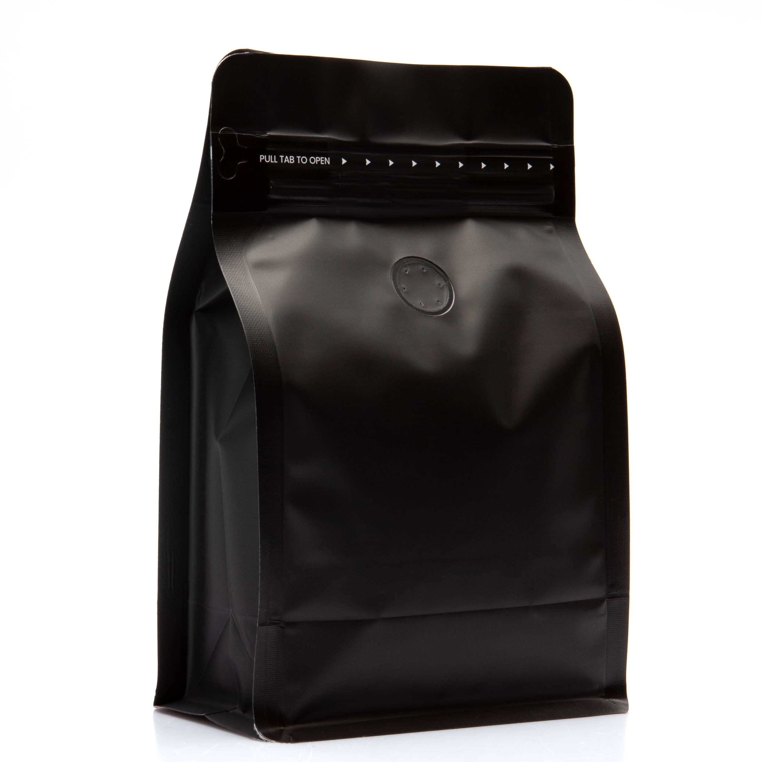Pack of 50 (Bulk Discount Pricing) / Black Bag King 12 oz. Block Bottom Coffee Bag with Degassing Valve