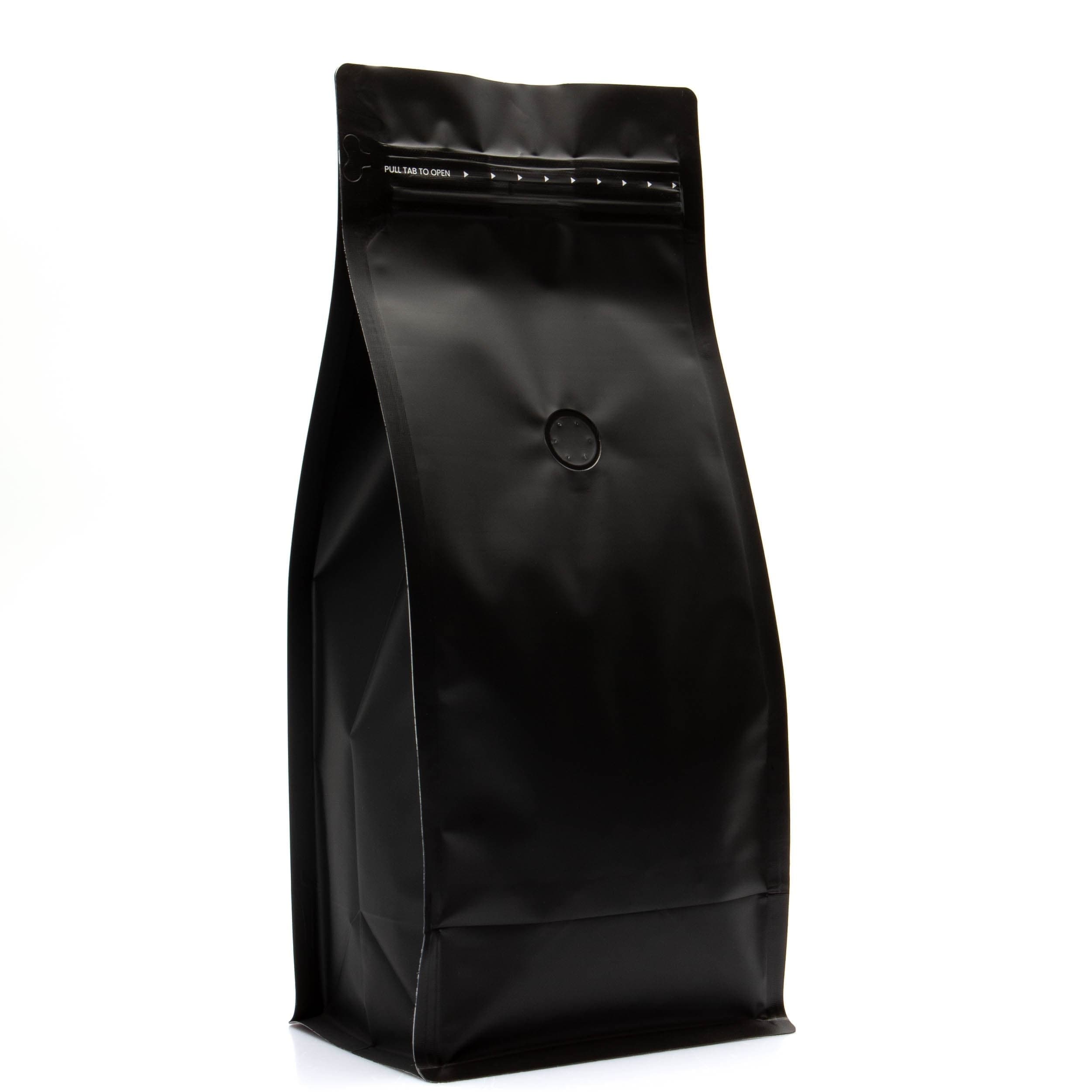 Pack of 50 (Bulk Discount Pricing) / Black Bag King 2 lb. Block Bottom Coffee Bag with Degassing Valve