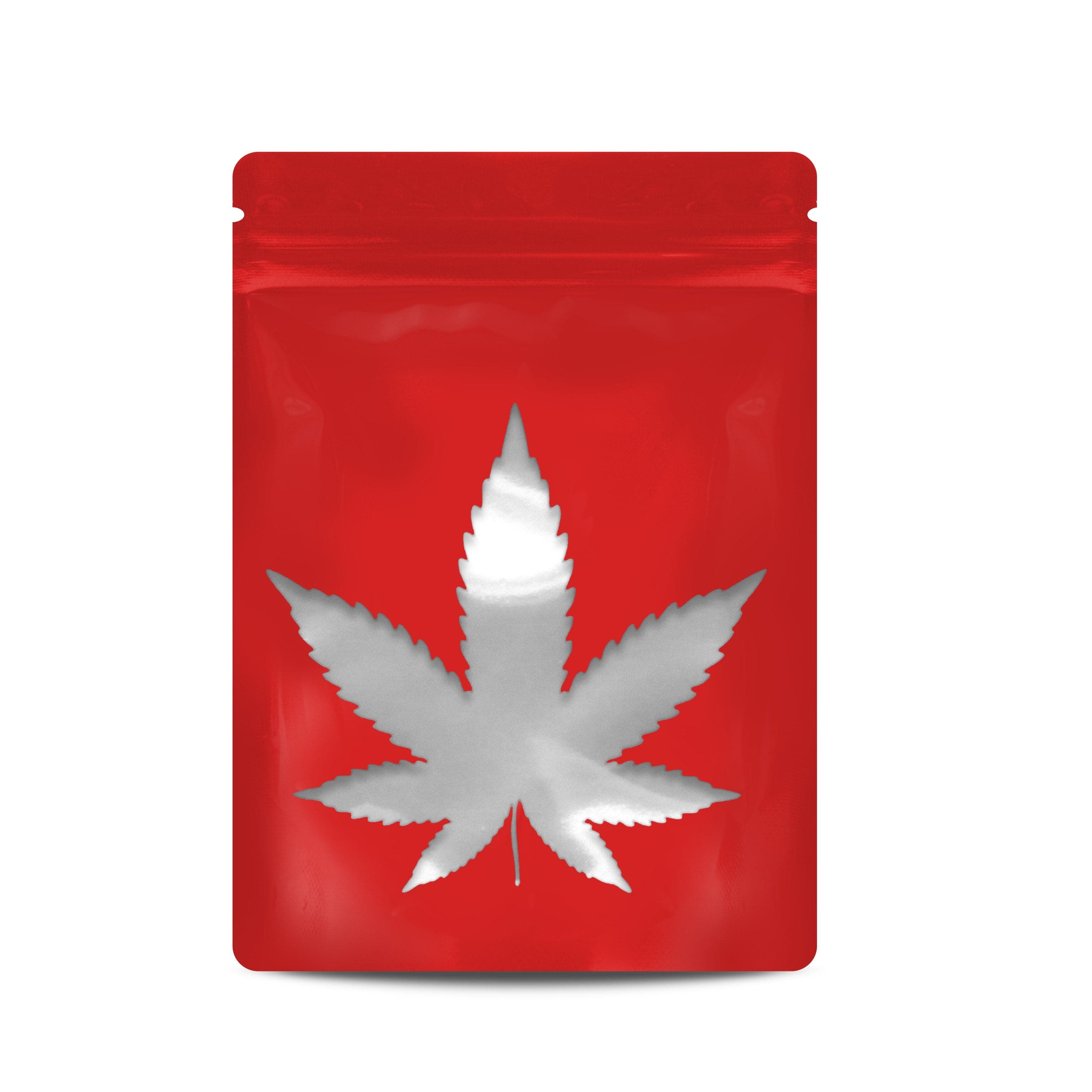 Pack of 50 (Bulk Discount Pricing) / Blood Orange Bag King Clear Leaf Mylar Bag (1/8th to 1/4th oz)
