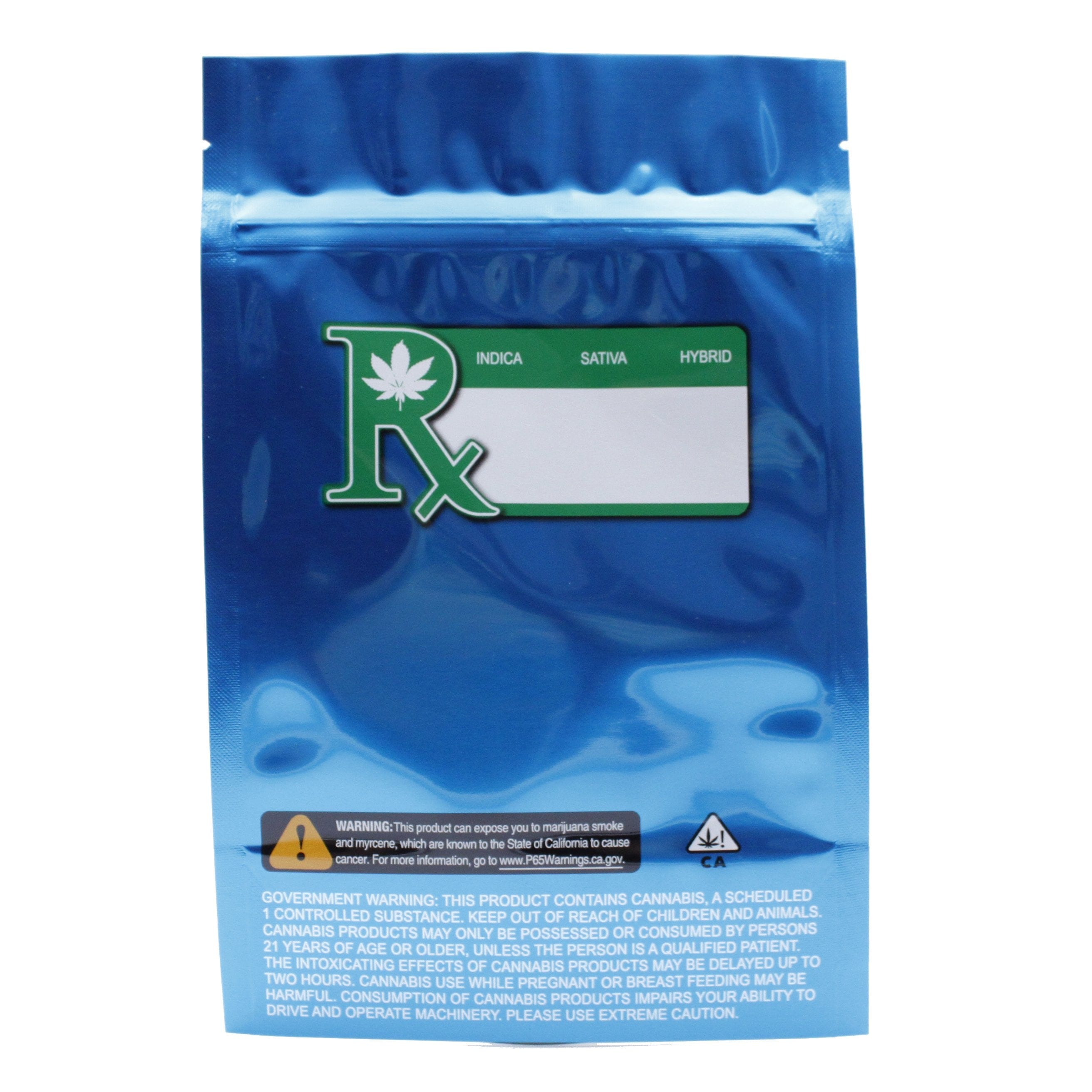 Pack of 50 (Bulk Discount Pricing) / Blue / Clear Smell Proof Mylar Bag (1 oz)