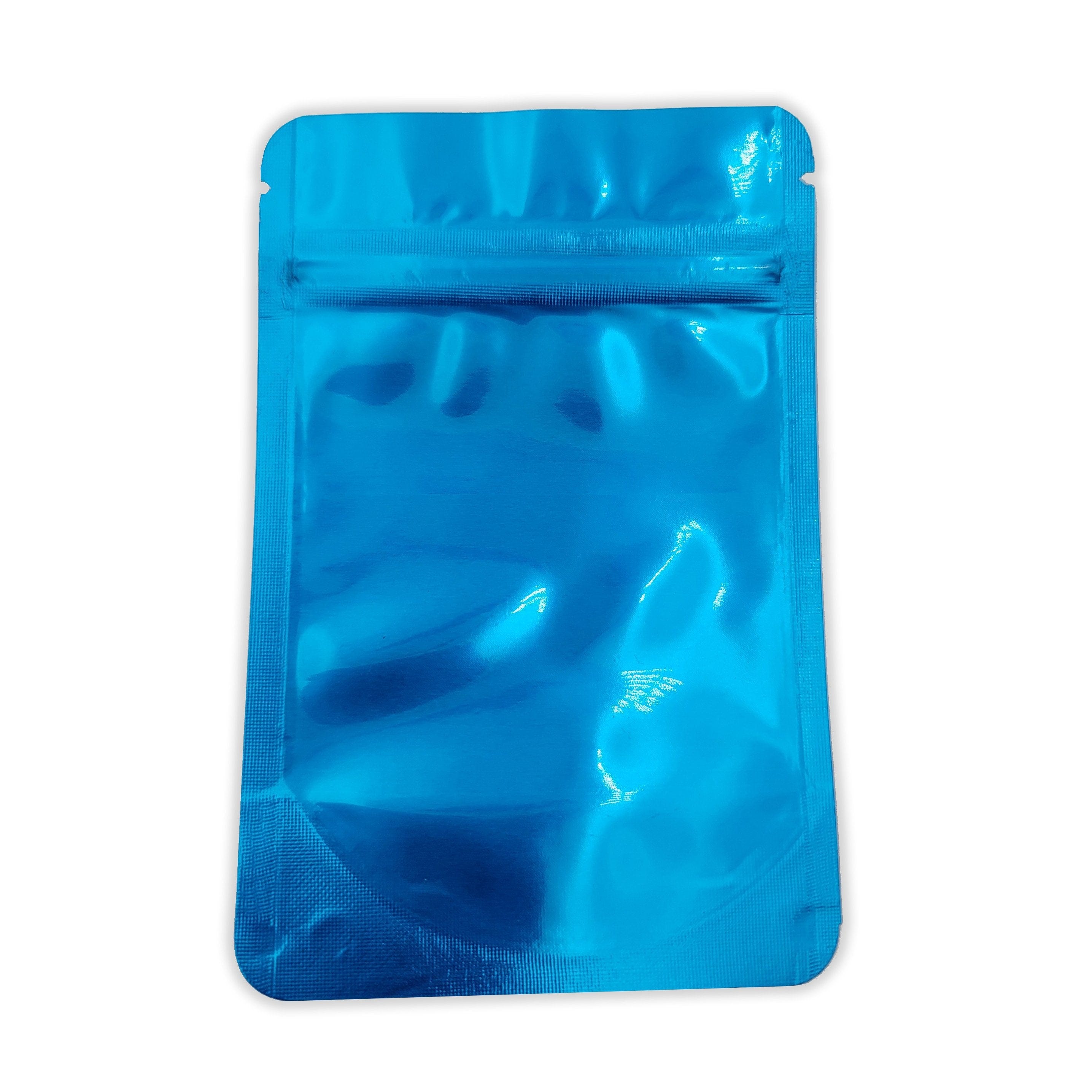 Pack of 50 (Bulk Discount Pricing) / Blue Shiny Series Smell Proof Bag (1/8th) 5.0" x 3.3"