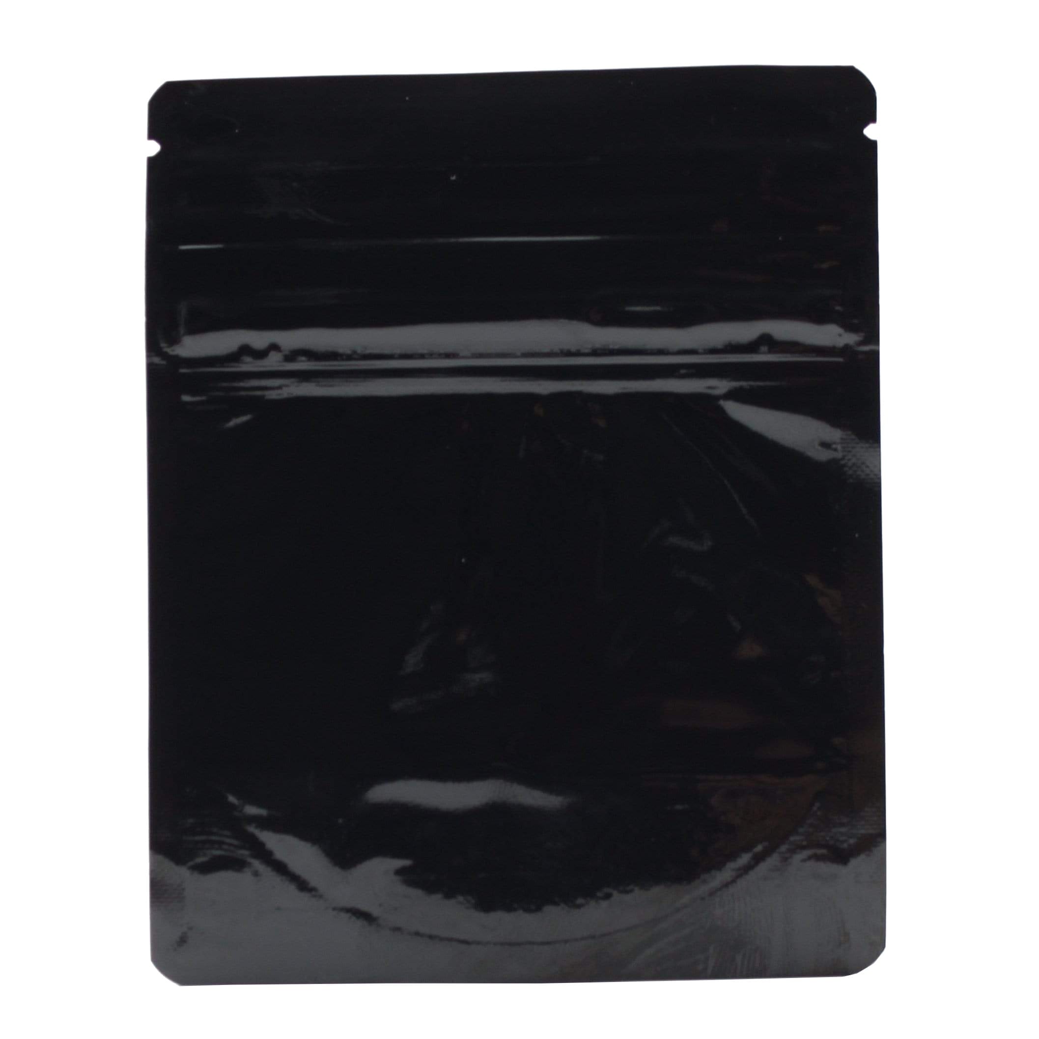 Pack of 50 (Bulk Discount Pricing) / Glossy Black Bag King Child-Resistant Opaque Wide Mouth Mylar Bag | 1/8 oz