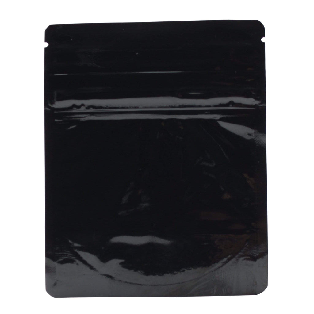 Pack of 50 (Bulk Discount Pricing) / Glossy Black Bag King Child-Resistant Opaque Wide Mouth Mylar Bag | 1/8 oz