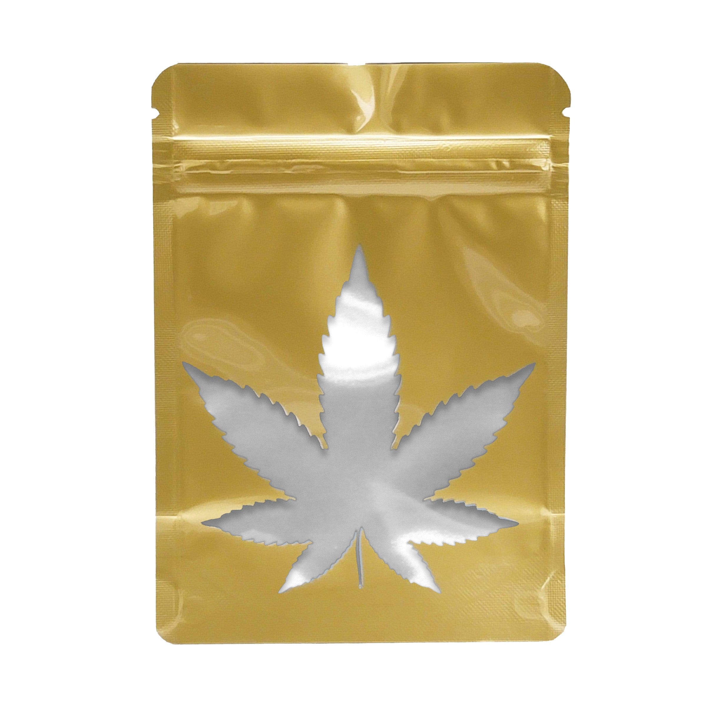 Pack of 50 (Bulk Discount Pricing) / Gold Bag King Clear Leaf Mylar Bag (1/8th to 1/4th oz)