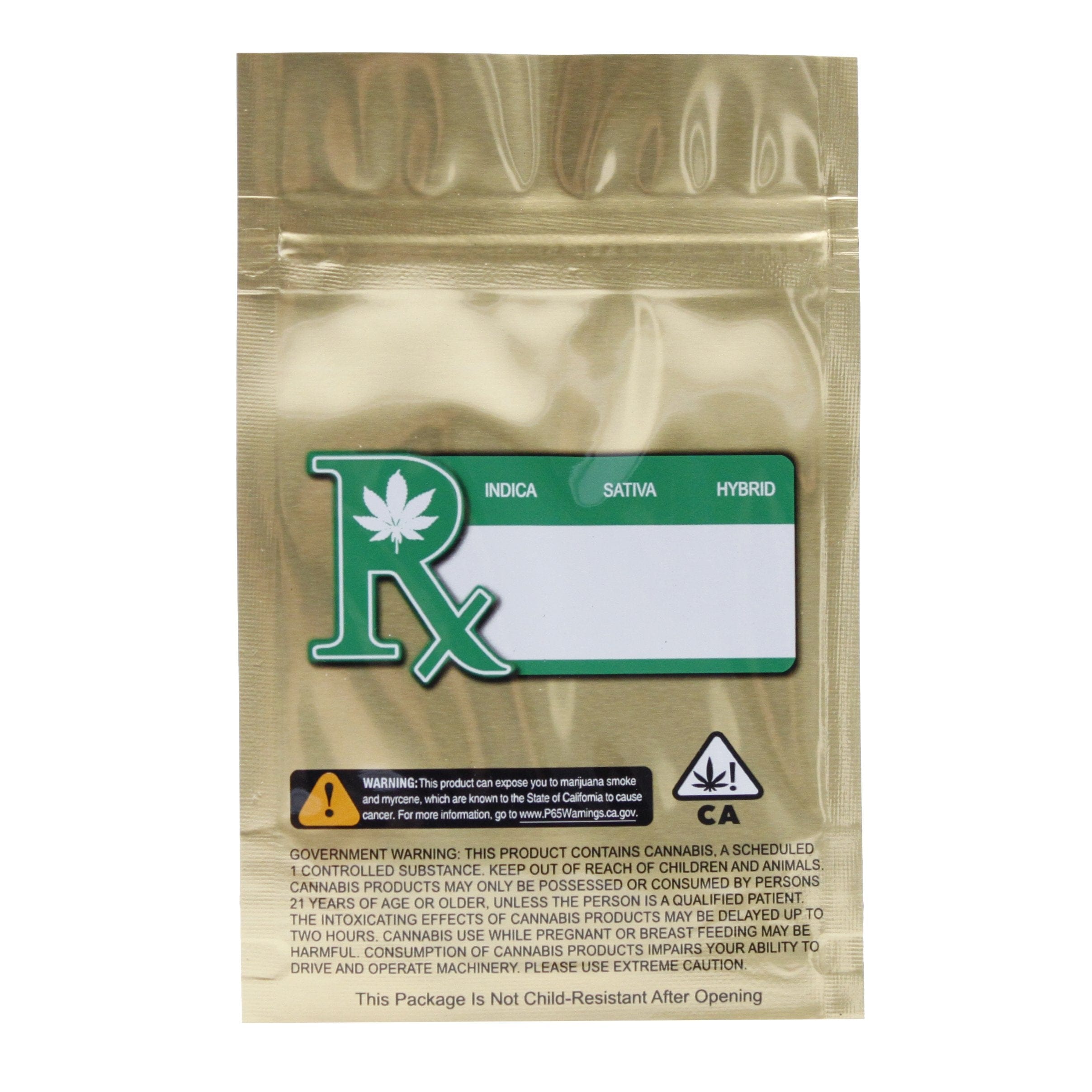 Pack of 50 (Bulk Discount Pricing) / Gold / Clear Smell Proof Bag (1/8th oz)