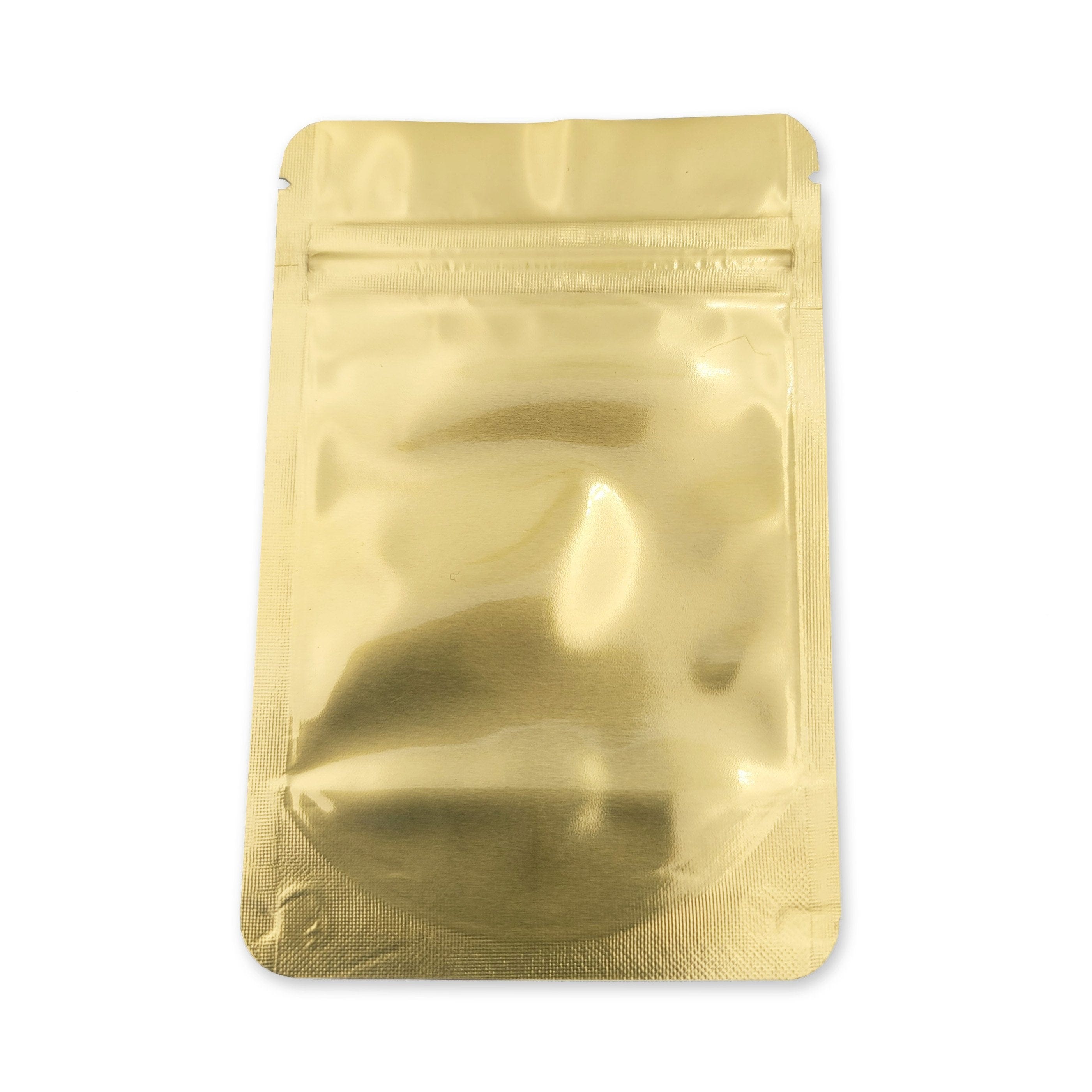 Pack of 50 (Bulk Discount Pricing) / Gold Shiny Series Smell Proof Bag (1/8th) 5.0" x 3.3"