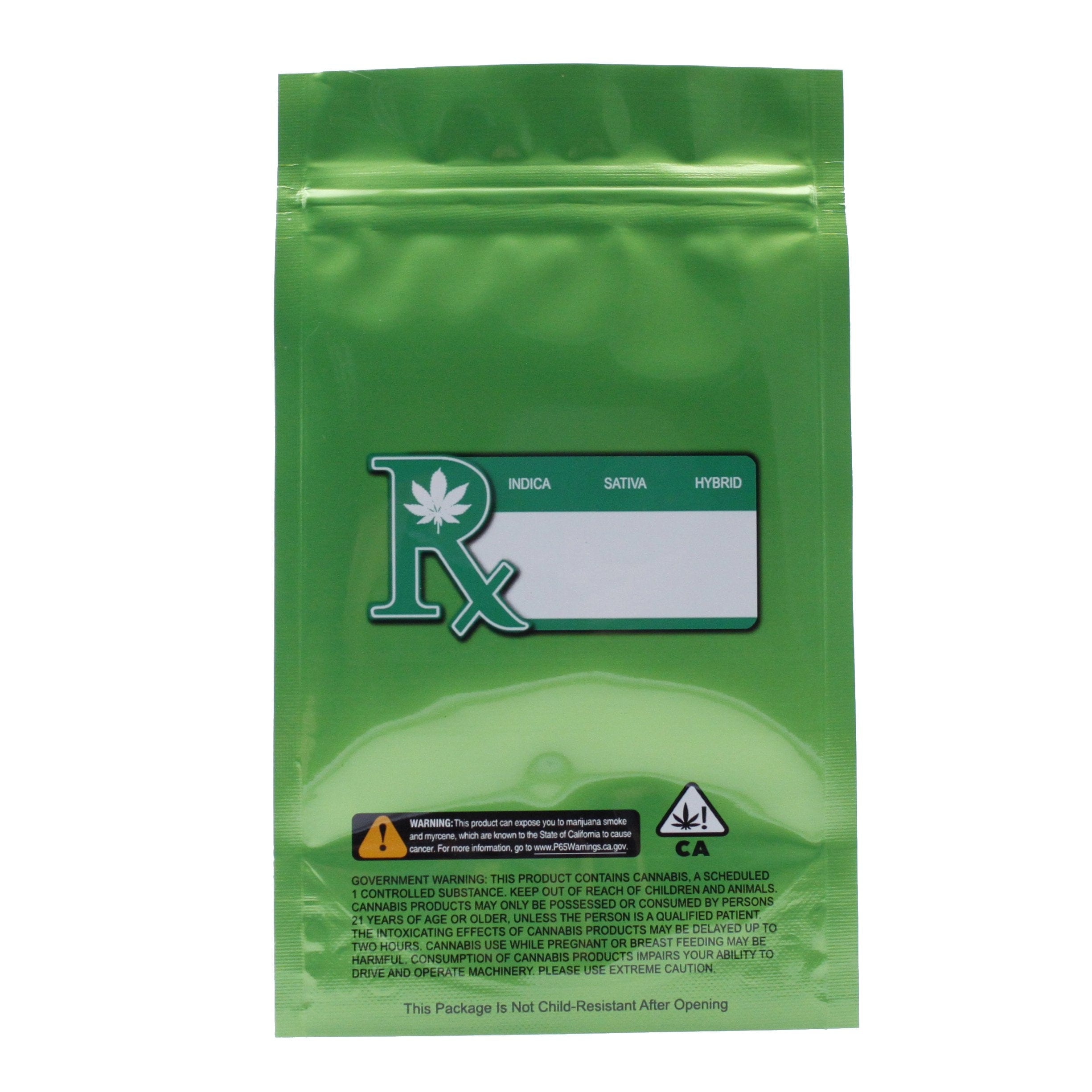 Pack of 50 (Bulk Discount Pricing) / Green / Clear Smell Proof Bag (1/4th oz)