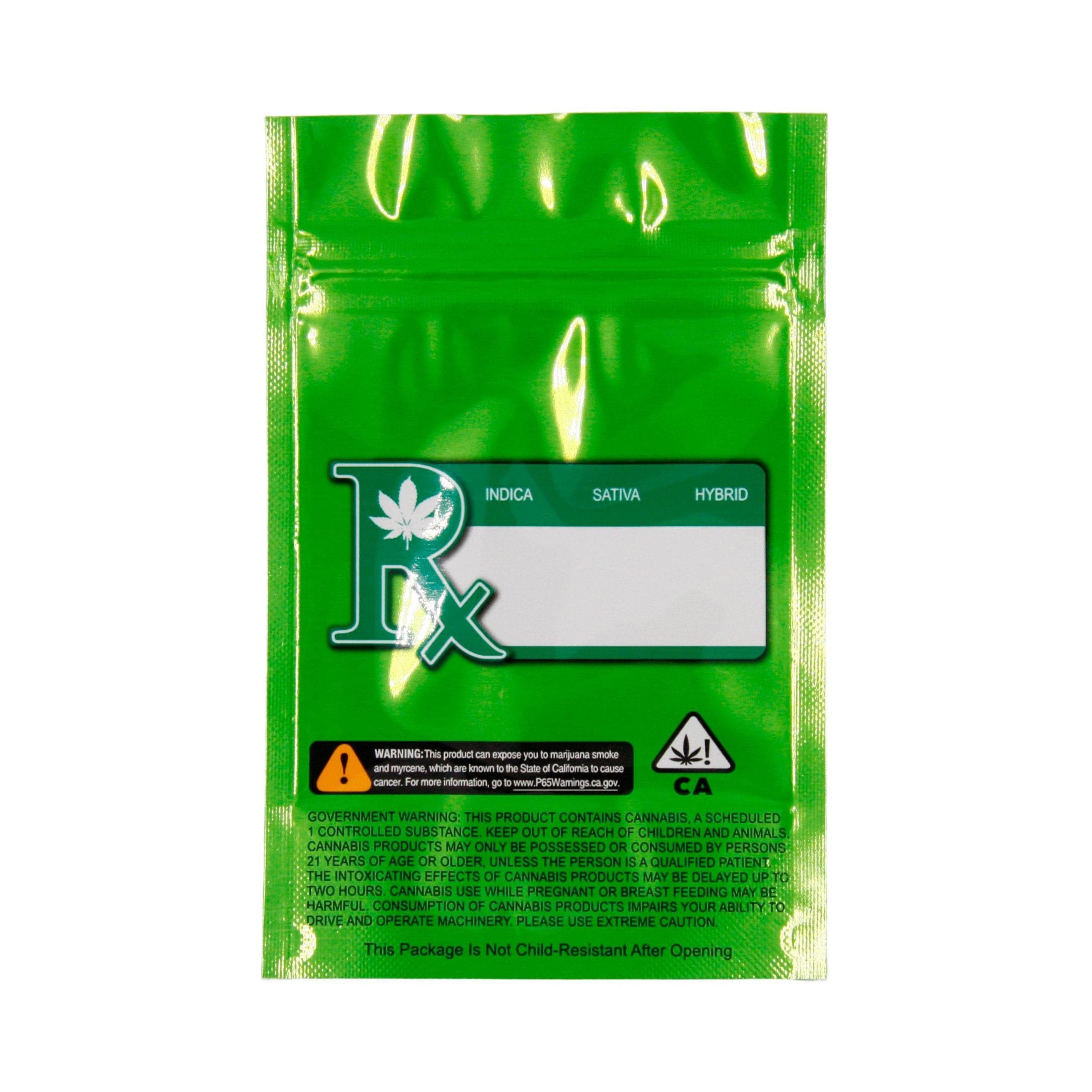 Pack of 50 (Bulk Discount Pricing) / Green / Clear Smell Proof Bag (1/8th oz)