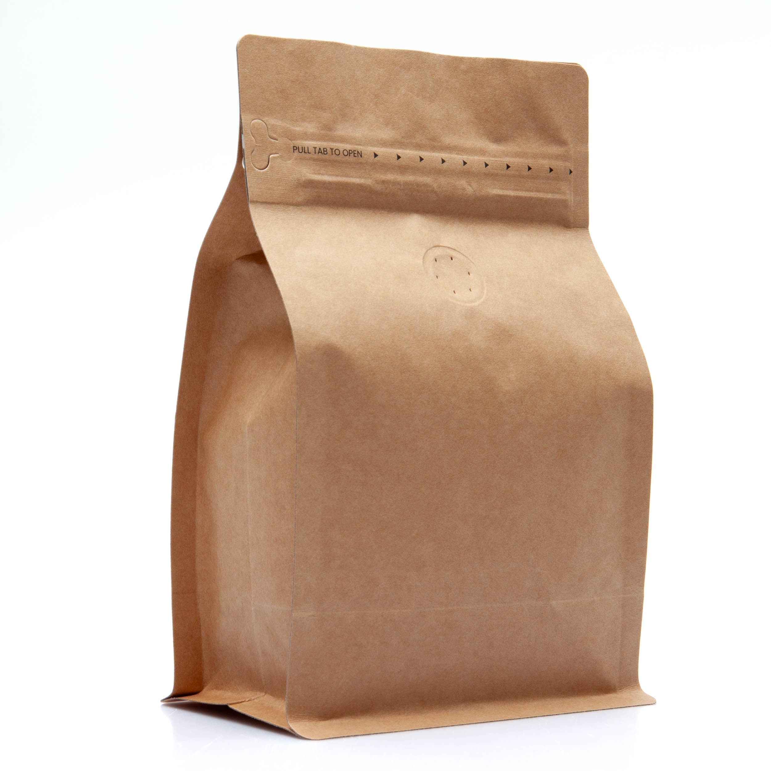 Pack of 50 (Bulk Discount Pricing) / Kraft Bag King 12 oz. Block Bottom Coffee Bag with Degassing Valve