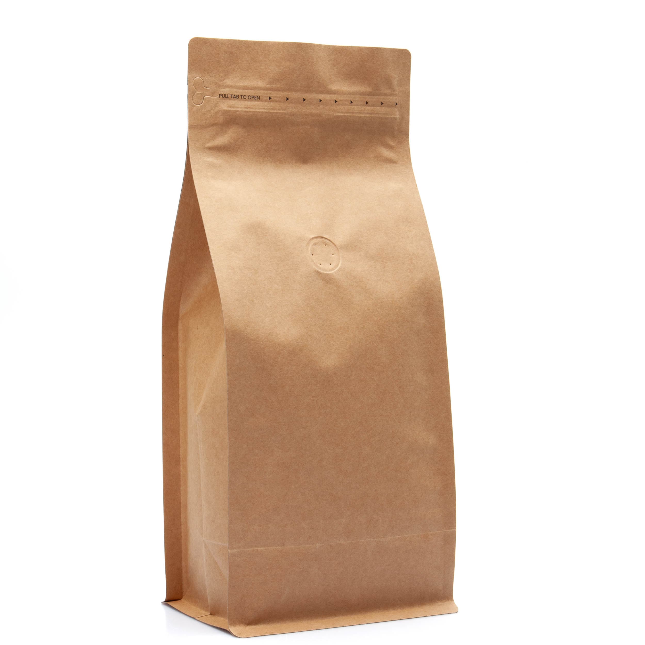 Pack of 50 (Bulk Discount Pricing) / Kraft Bag King 2 lb. Block Bottom Coffee Bag with Degassing Valve
