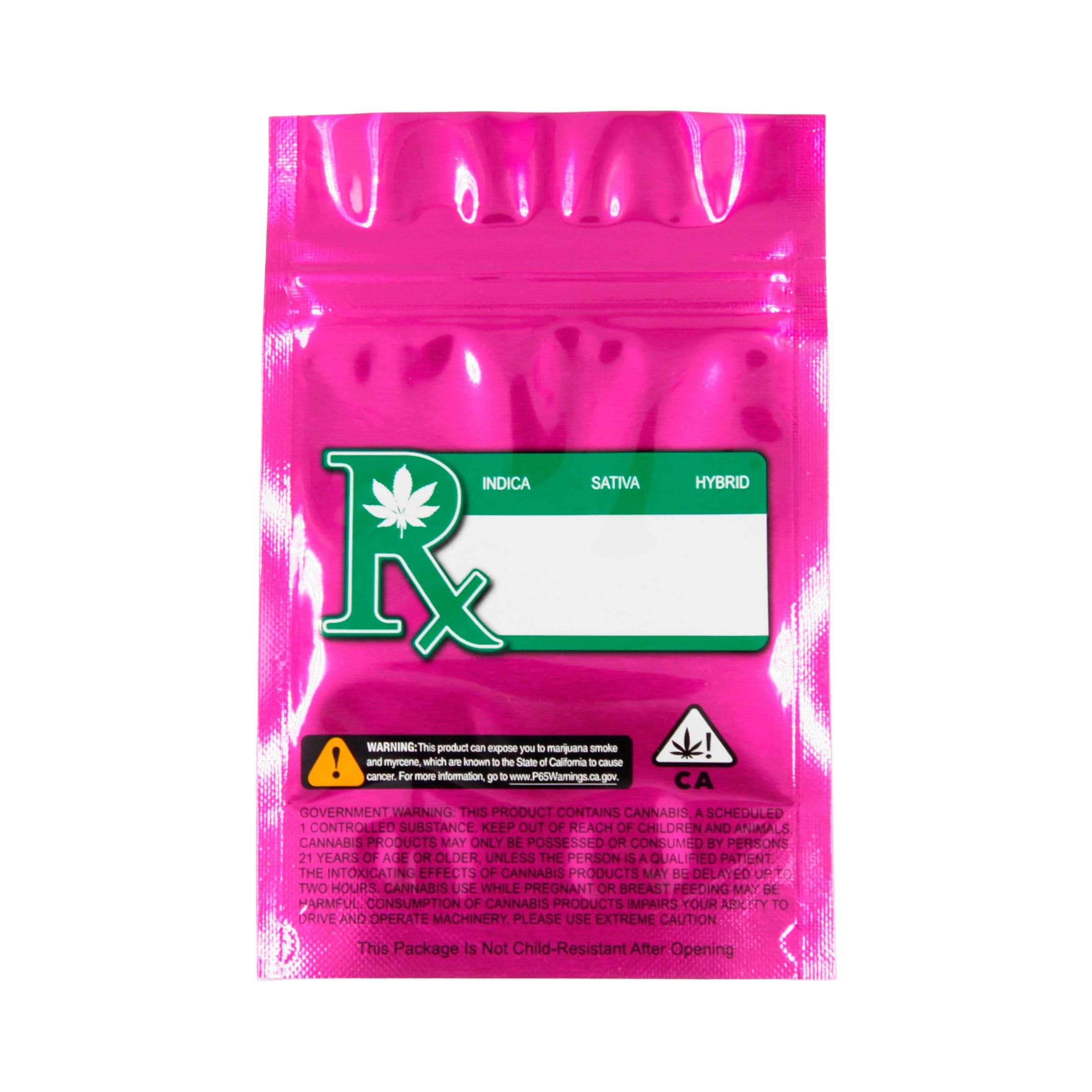 Pack of 50 (Bulk Discount Pricing) / Pink / Clear Smell Proof Bag (1/8th oz)