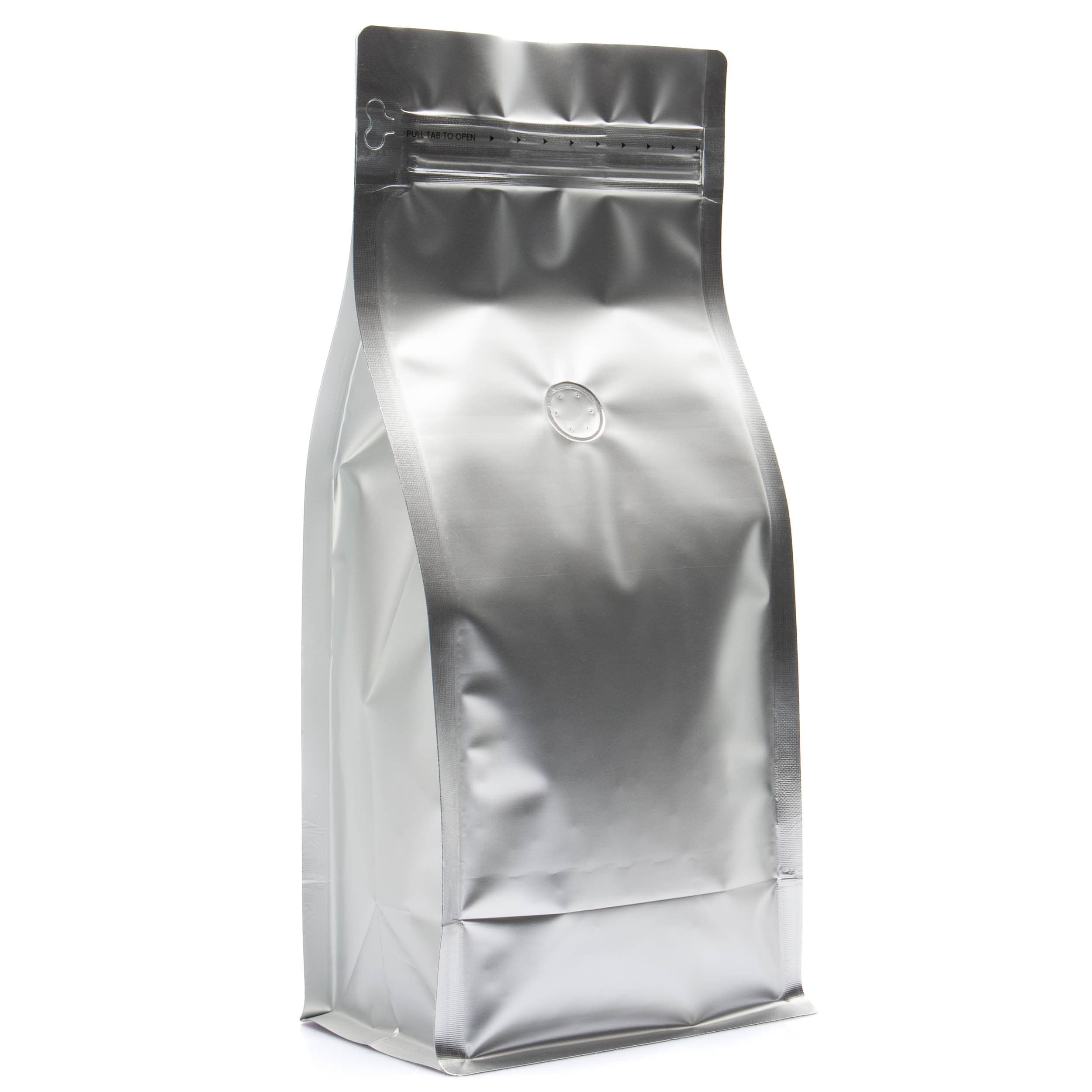 Pack of 50 (Bulk Discount Pricing) / Silver Bag King 2 lb. Block Bottom Coffee Bag with Degassing Valve