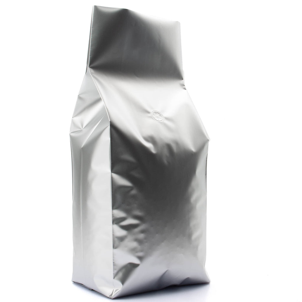 Pack of 50 (Bulk Discount Pricing) / Silver Bag King 5 lb. Side Gusset Coffee Bag with Degassing Valve