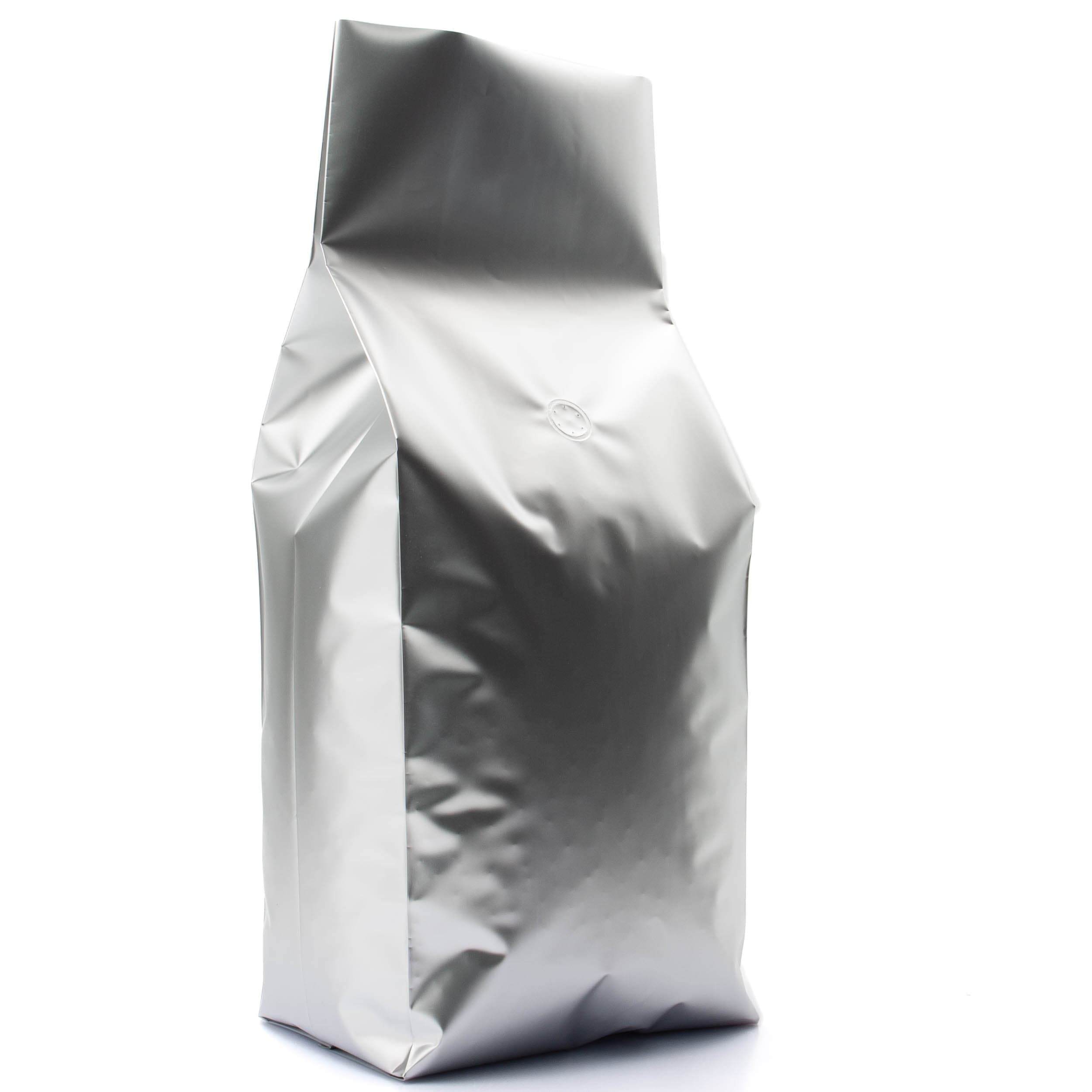 Pack of 50 (Bulk Discount Pricing) / Silver Bag King 5 lb. Side Gusset Coffee Bag with Degassing Valve