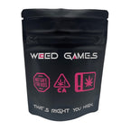 Pack of 50 (Bulk Discount Pricing) / Weed Games / Clear Bag King Designer Novelty Child-Resistant Mylar Bags (1/8 oz)
