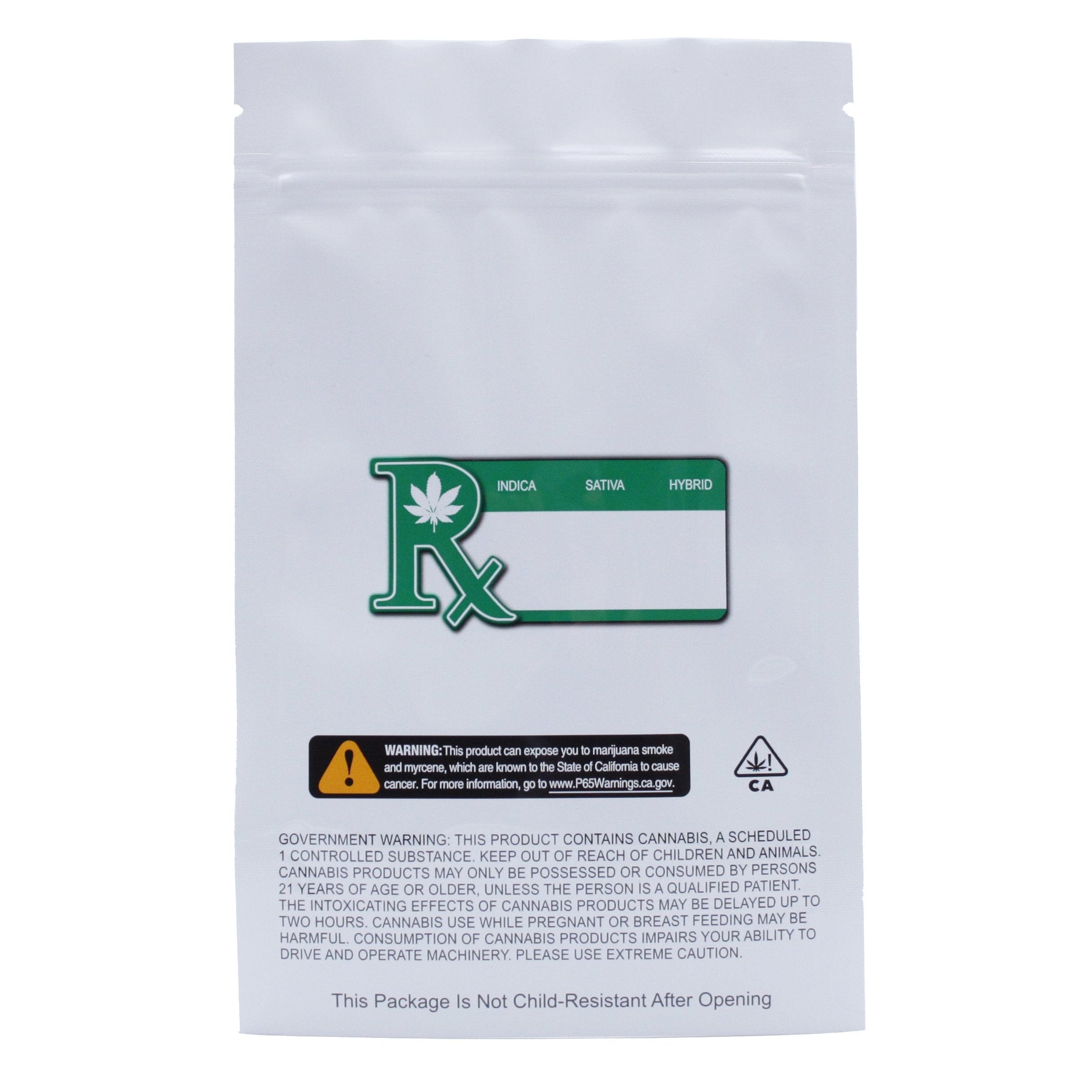 Pack of 50 (Bulk Discount Pricing) / White / Clear Smell Proof Bag (1/2 oz to 1 oz)