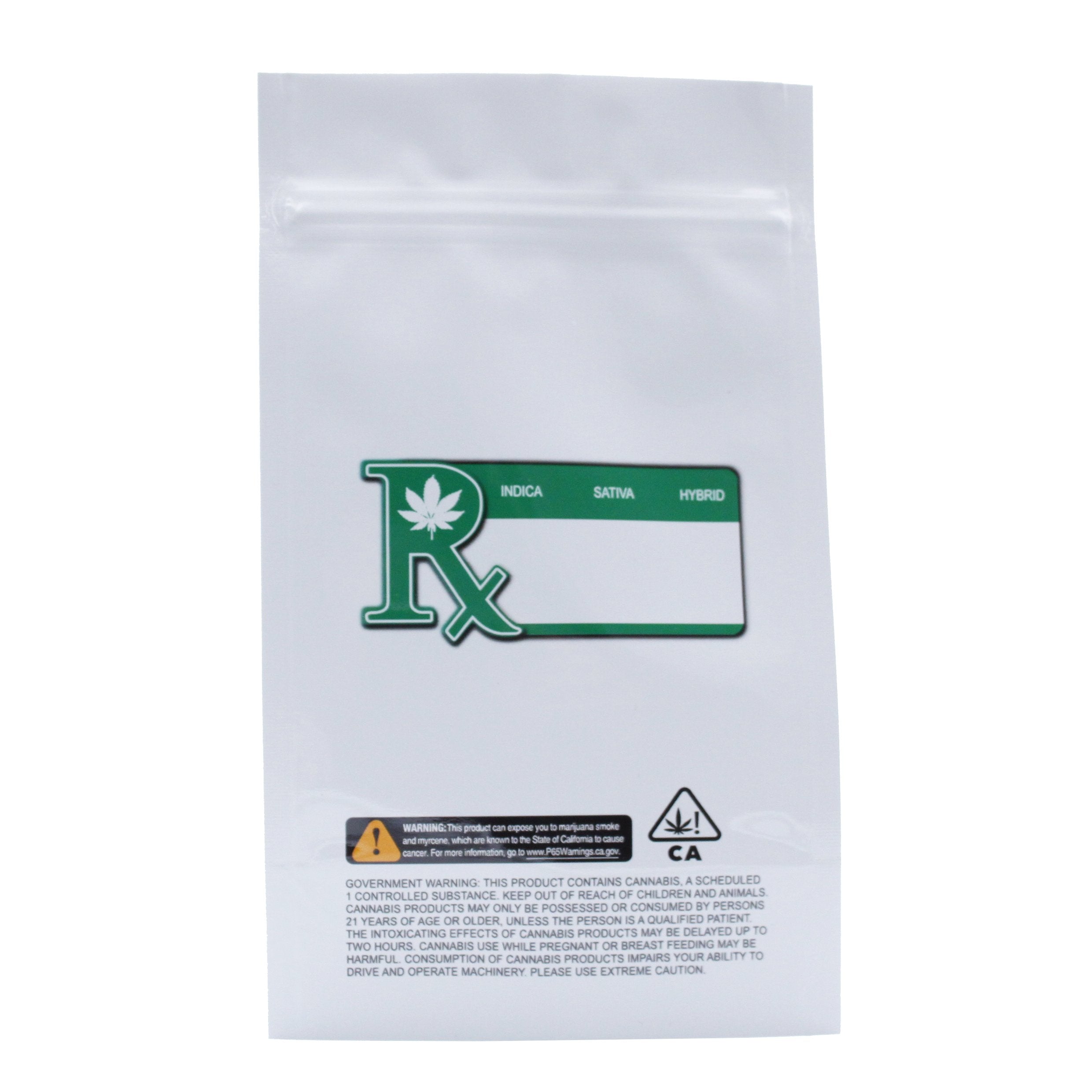 Pack of 50 (Bulk Discount Pricing) / White / Clear Smell Proof Bag (1/4th oz)
