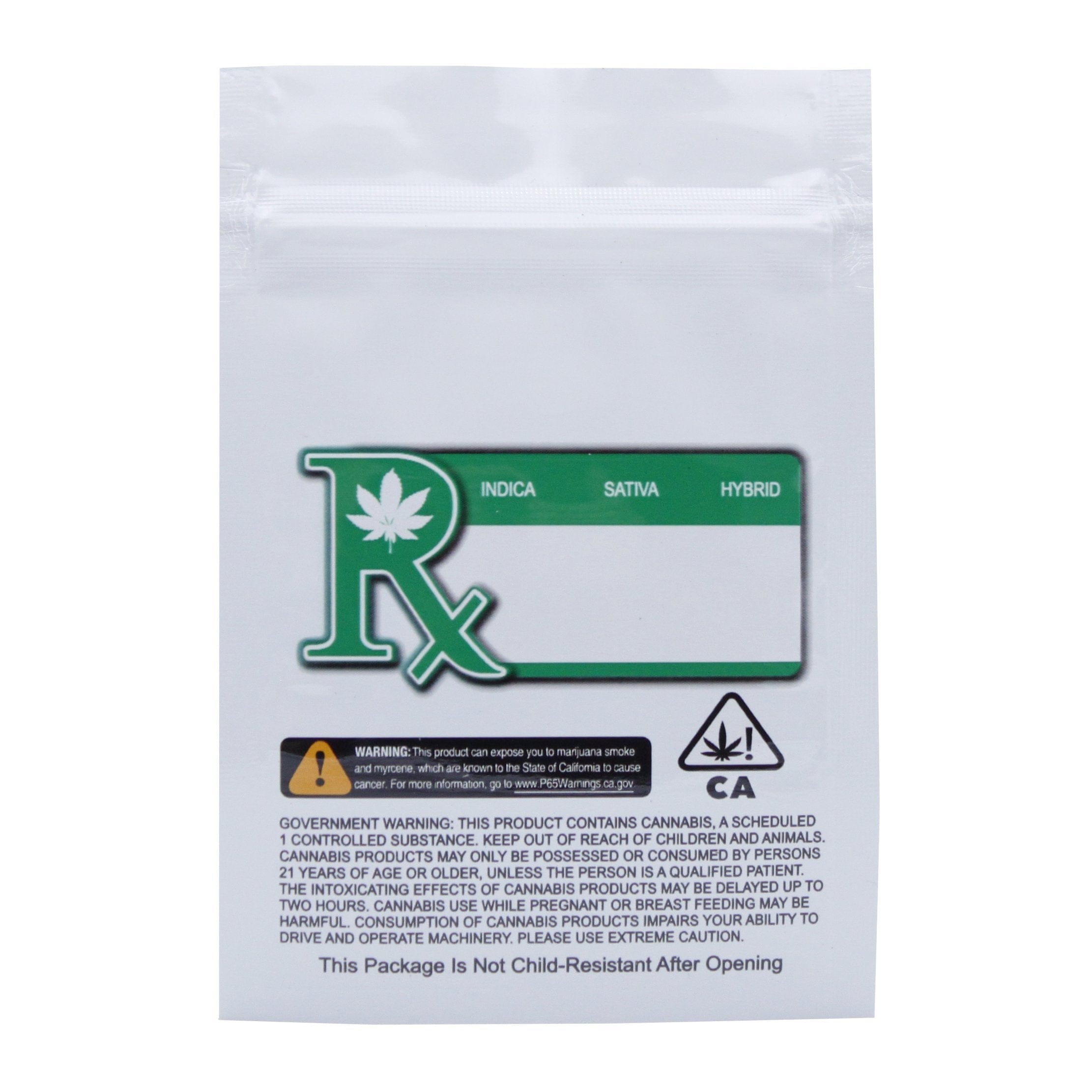 Pack of 50 (Bulk Discount Pricing) / White / Clear Smell Proof Bag (1/8th oz)