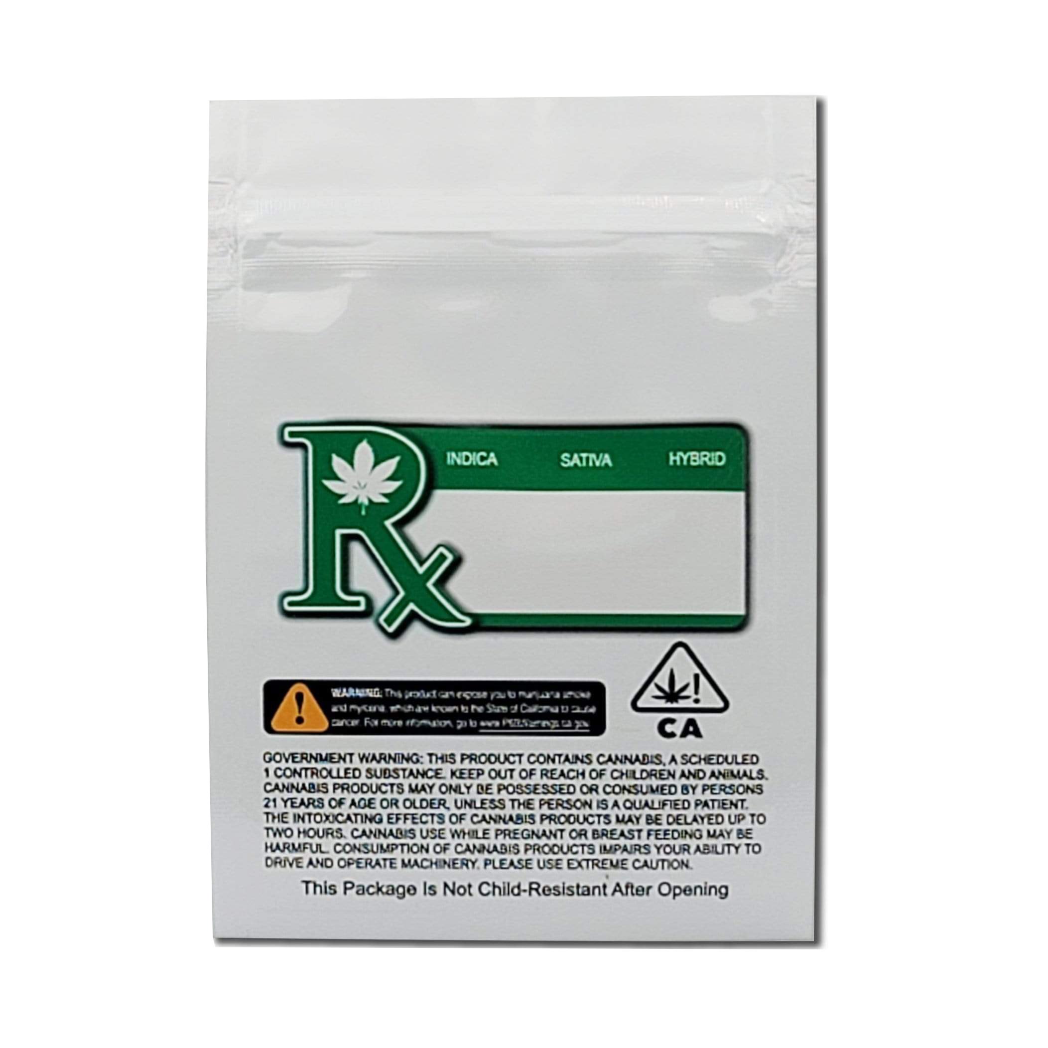Pack of 50 (Bulk Discount Pricing) / White / Clear Smell Proof Bag (1 gram)