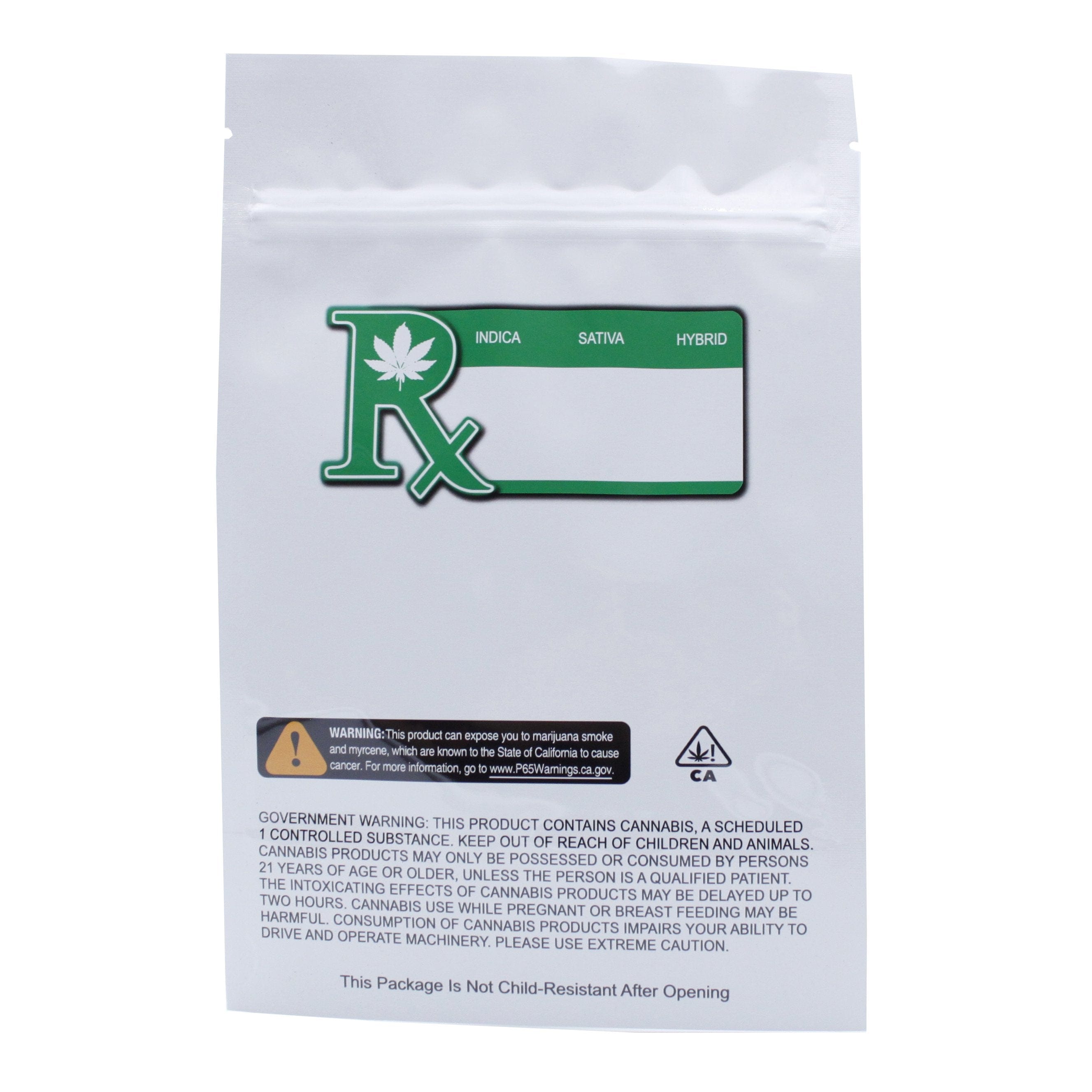 Pack of 50 (Bulk Discount Pricing) / White / Clear Smell Proof Mylar Bag (1 oz)