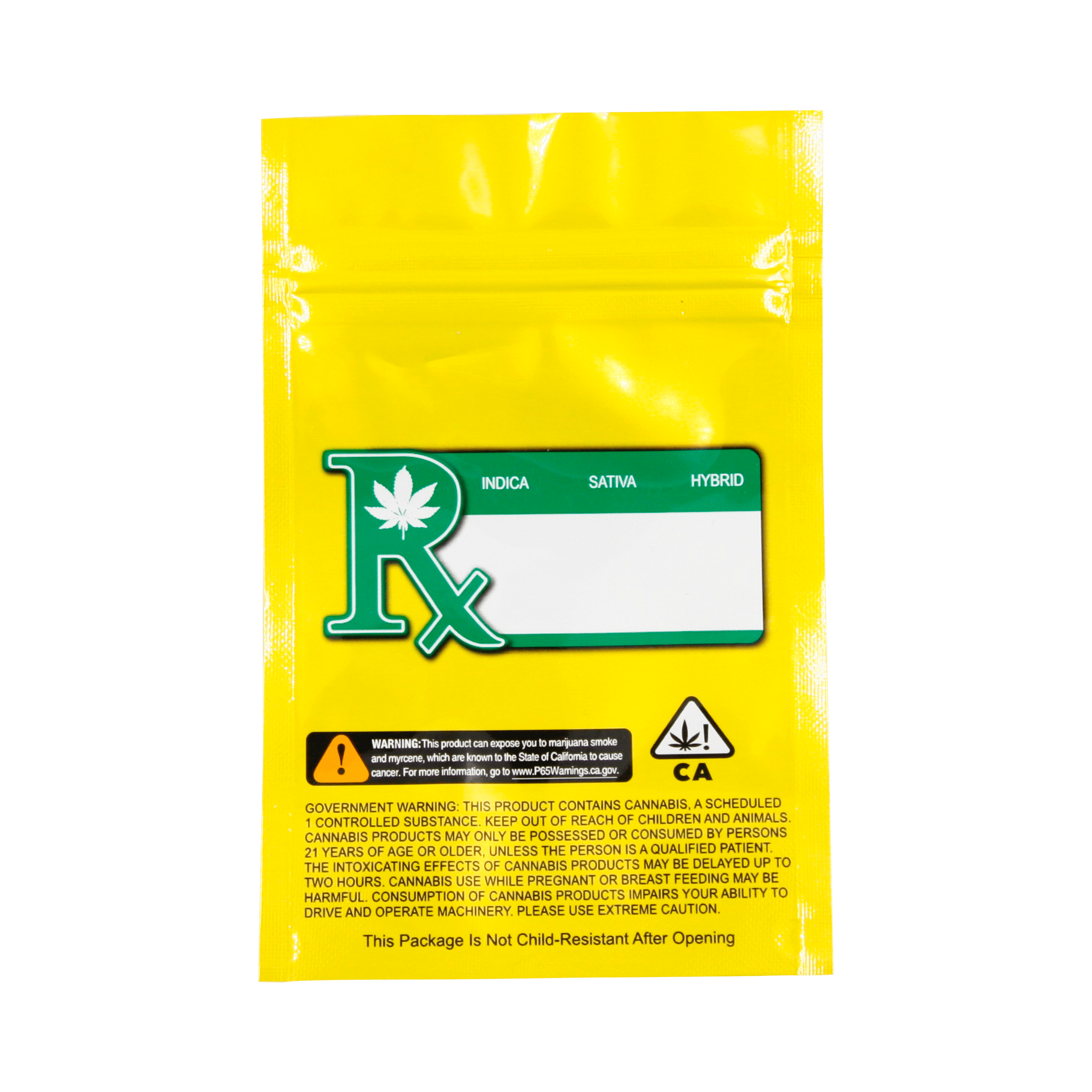 Pack of 50 (Bulk Discount Pricing) / Yellow / Clear Smell Proof Bag (1/4th oz)