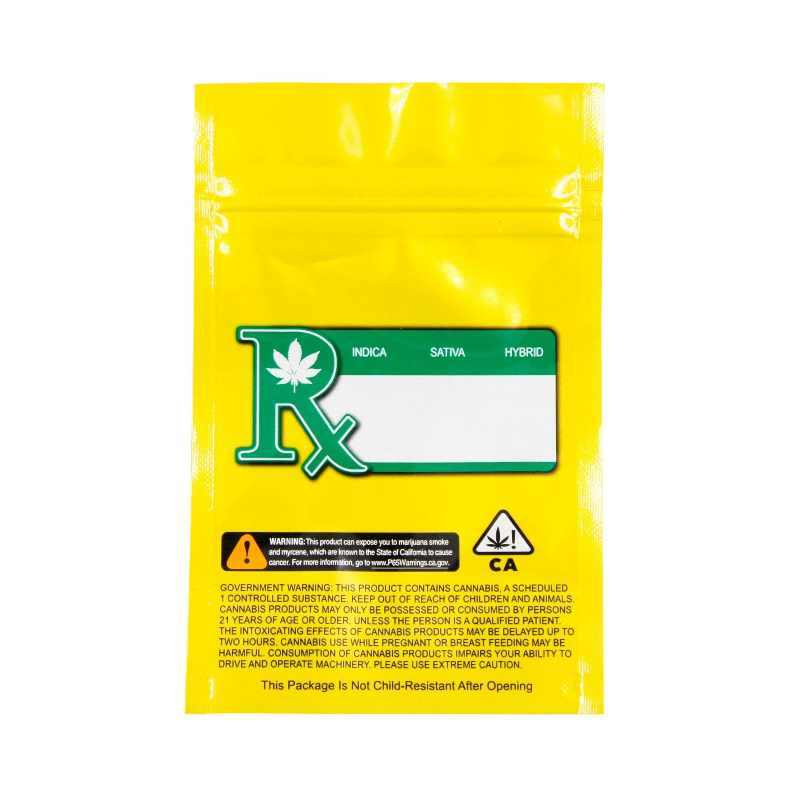 Pack of 50 (Bulk Discount Pricing) / Yellow / Clear Smell Proof Bag (1/8th oz)