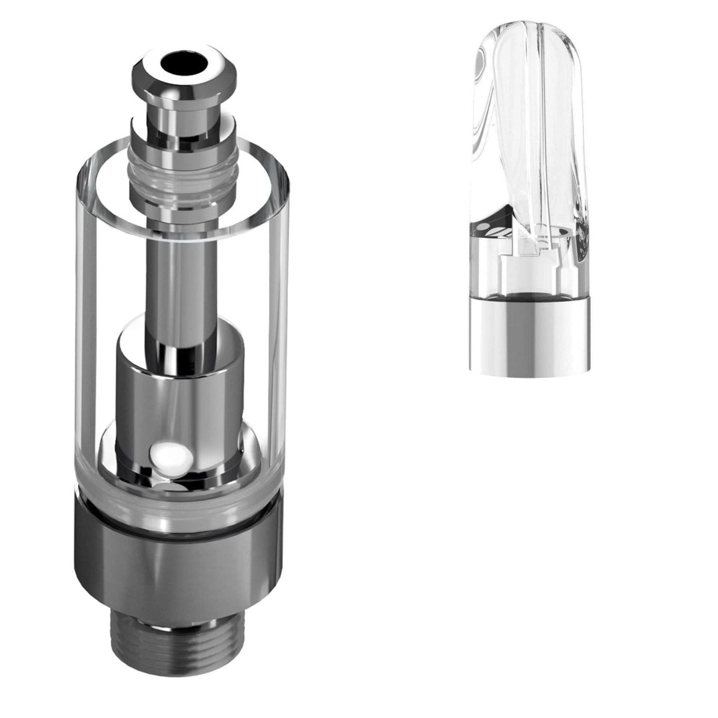 Plastic Flat Clear / Bundle of 100 Good Carts Glass Cartridge (0.5ml, 2.0mm) with Mouthpiece