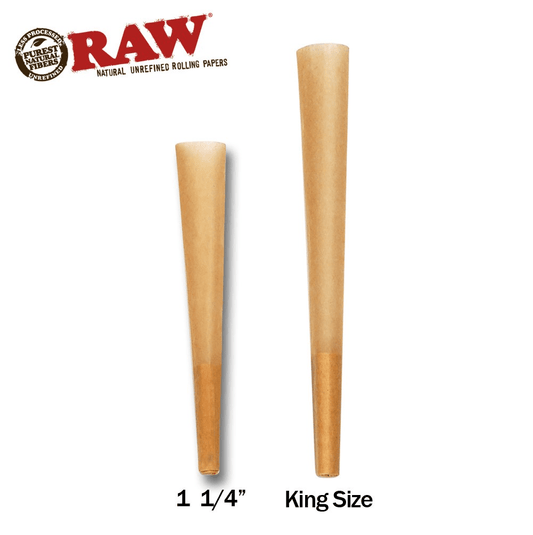 RAW King Size Unbleached Pre-Roll Cones (109mm / 26mm filter) | Box of 800