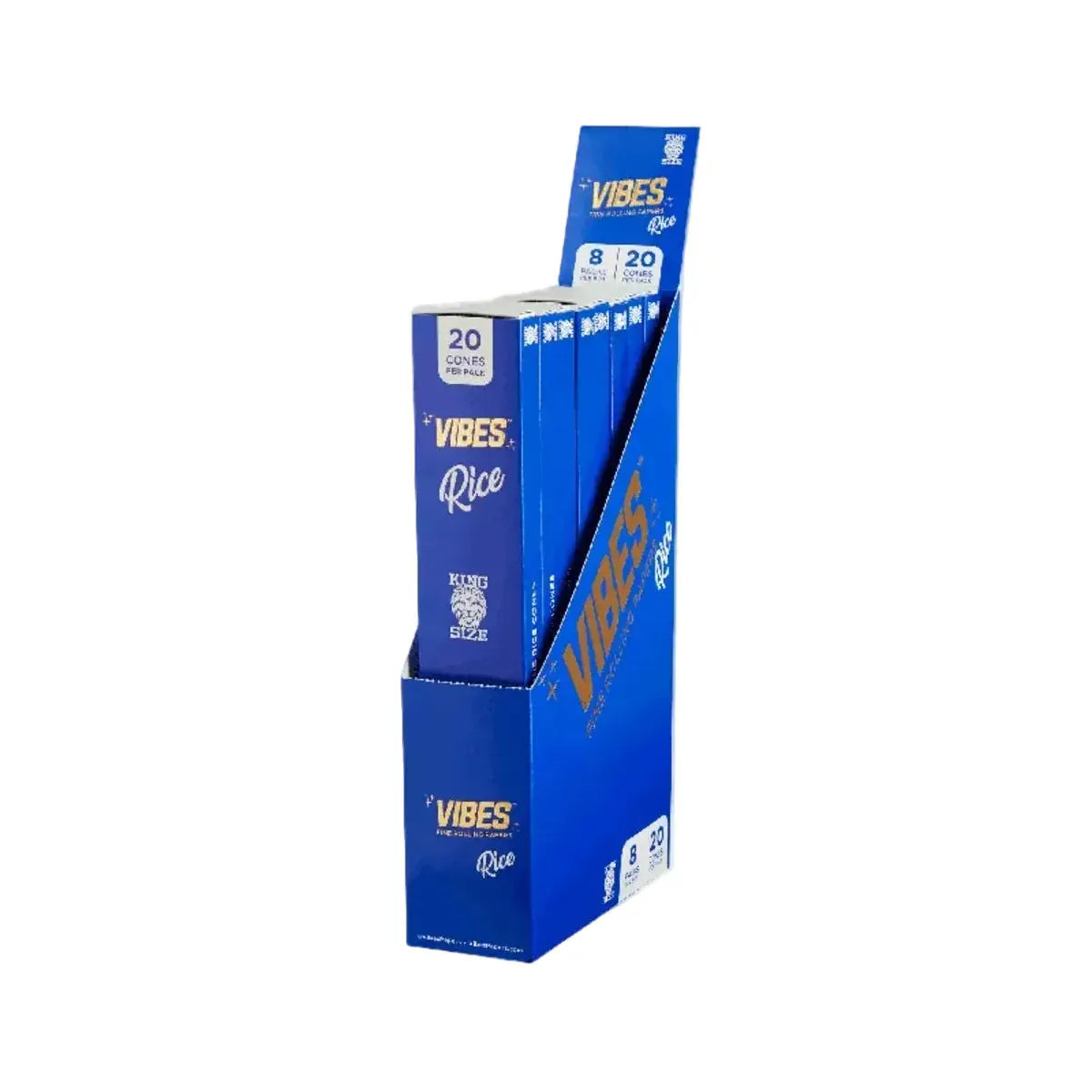 Rice VIBES King Size Cones - Box of 8 (20 Cones/Coffin)