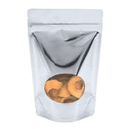Shiny Silver Stand Up Zipper Bag with Clear Oval Window - Metalized (1 Ounce)