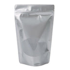 Silver Stand Up Zipper Bag with Clear Oval Window (1 Ounce)