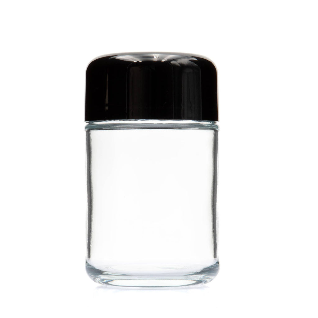 Single Unit (Less Than Box Qty) / Glossy Black V3 5 oz. Round Reserve Jar with Matching Cap