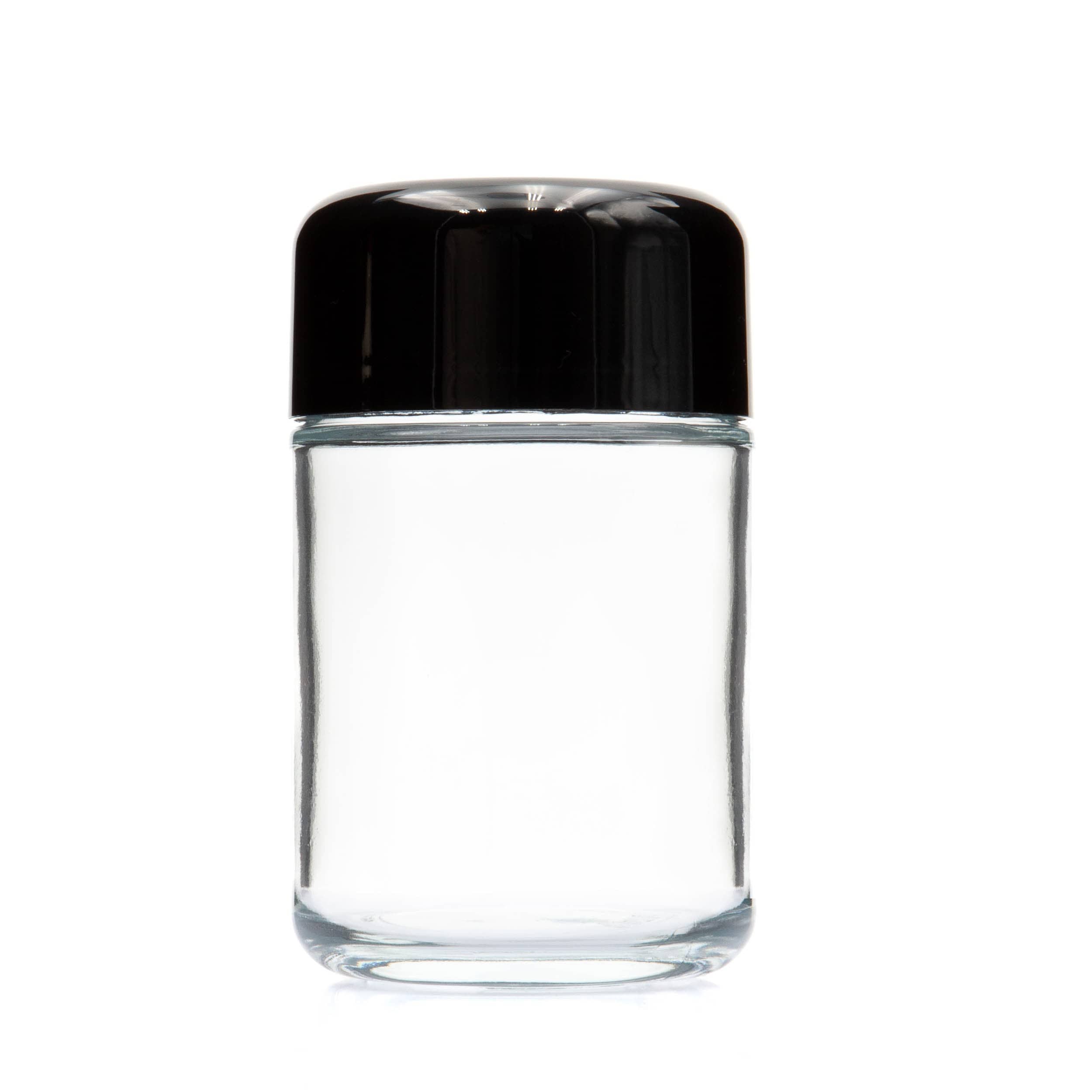Single Unit (Less Than Box Qty) / Glossy Black V3 5 oz. Round Reserve Jar with Matching Cap