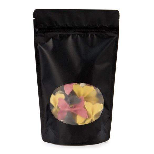 Single Unit (Less Than Box Qty) / Matte Black Stand Up Zipper Bag with Clear Oval Window (1 Ounce)