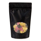 Single Unit (Less Than Box Qty) / Matte Black Stand Up Zipper Bag with Clear Oval Window (1 Ounce)