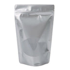 Single Unit (Less Than Box Qty) / Silver Stand Up Zipper Bag with Clear Oval Window (1 Ounce)