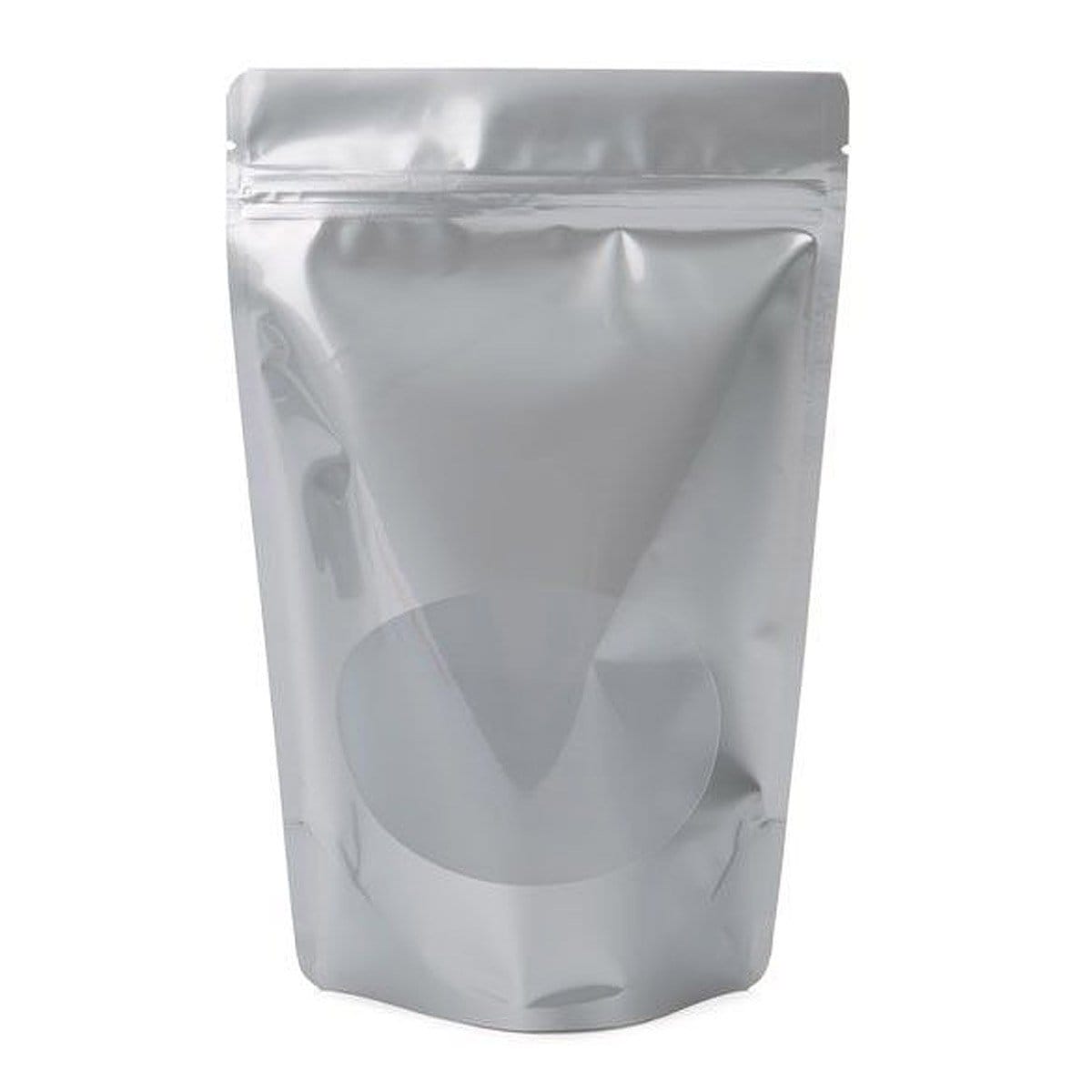 Single Unit (Less Than Box Qty) / Silver Stand Up Zipper Bag with Clear Oval Window (1 Ounce)