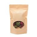 Single Unit (Less Than Box Qty) Stand Up Zipper Bag with Clear Oval Window - Kraft (1/2 Ounce)