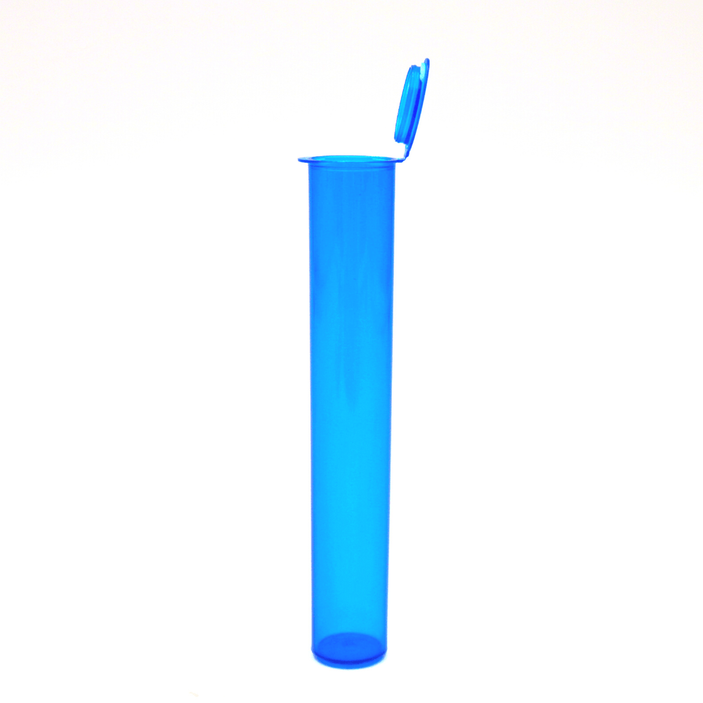 Single Unit (Less Than Box Qty) / Translucent Blue Premium Squeeze Top Child Resistant Pre-Roll Tube | 116 mm